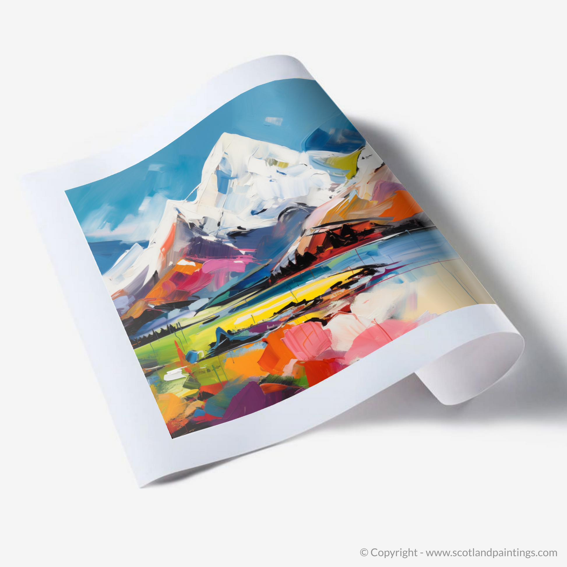 Art Print of Snow-capped peaks overlooking Loch Lomond