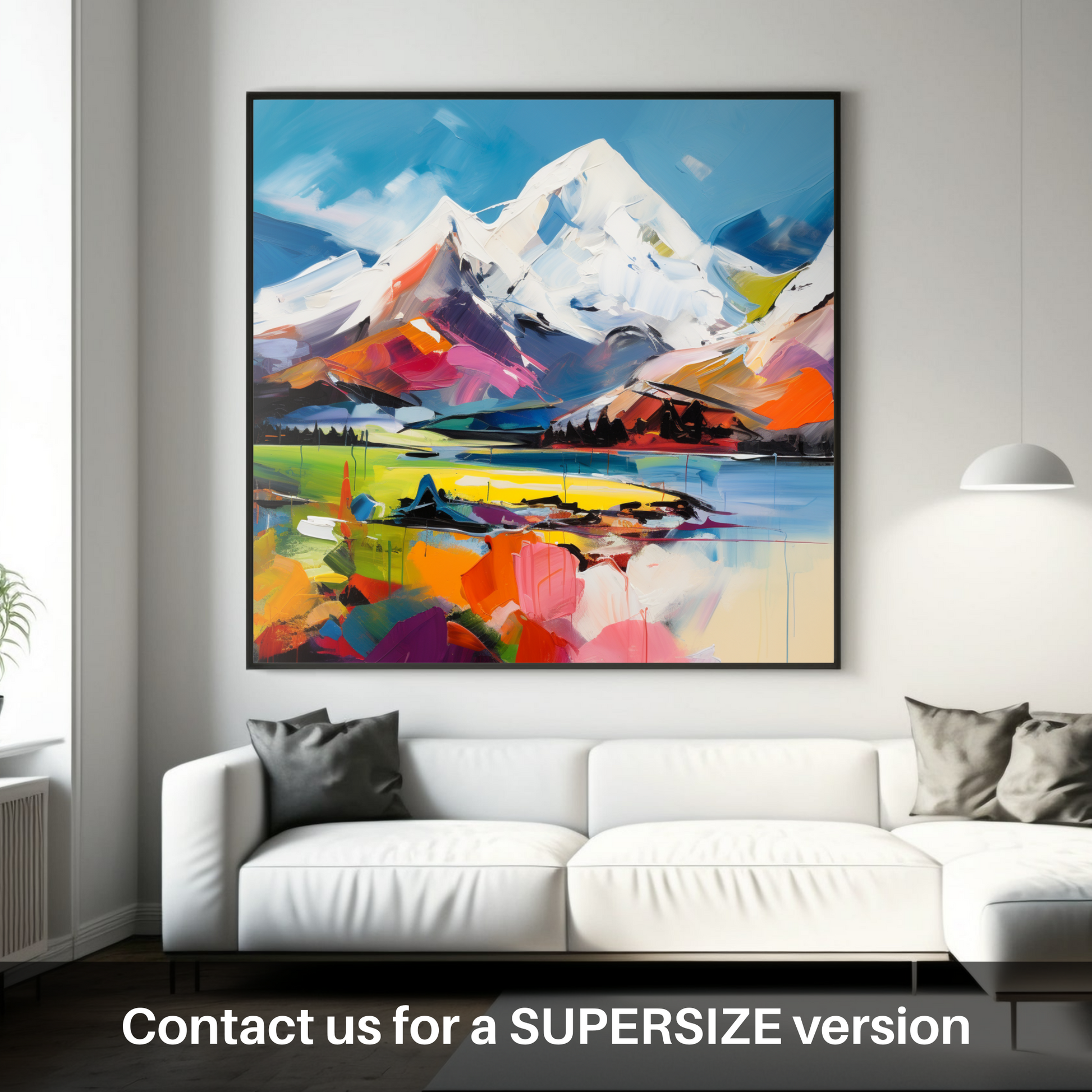 Huge supersize print of Snow-capped peaks overlooking Loch Lomond