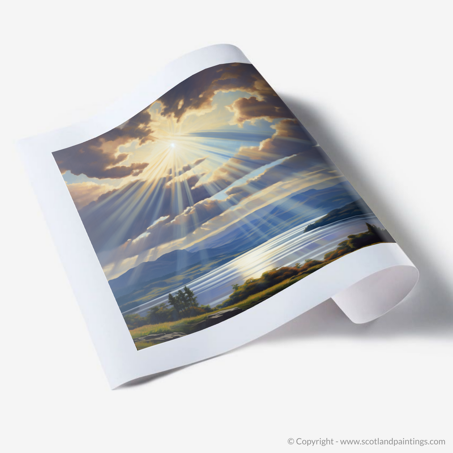 Art Print of Crepuscular rays above Loch Lomond