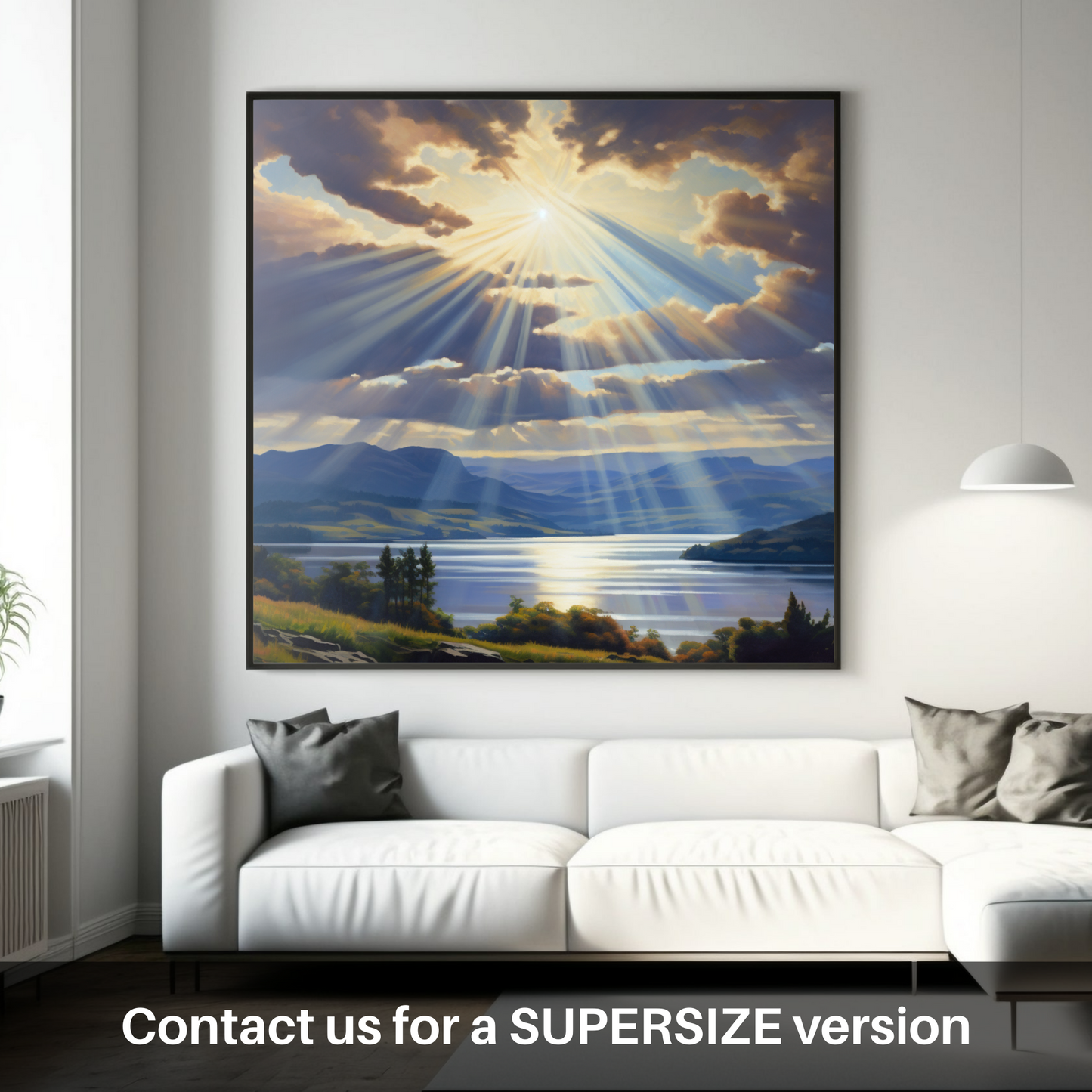 Huge supersize print of Crepuscular rays above Loch Lomond