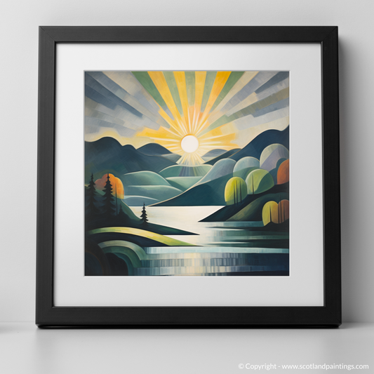 Art Print of Sunbeams on Loch Lomond with a black frame