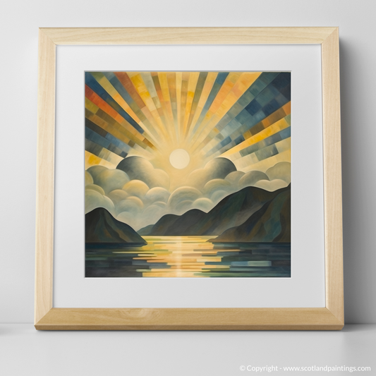 Art Print of Sunbeams on Loch Lomond with a natural frame