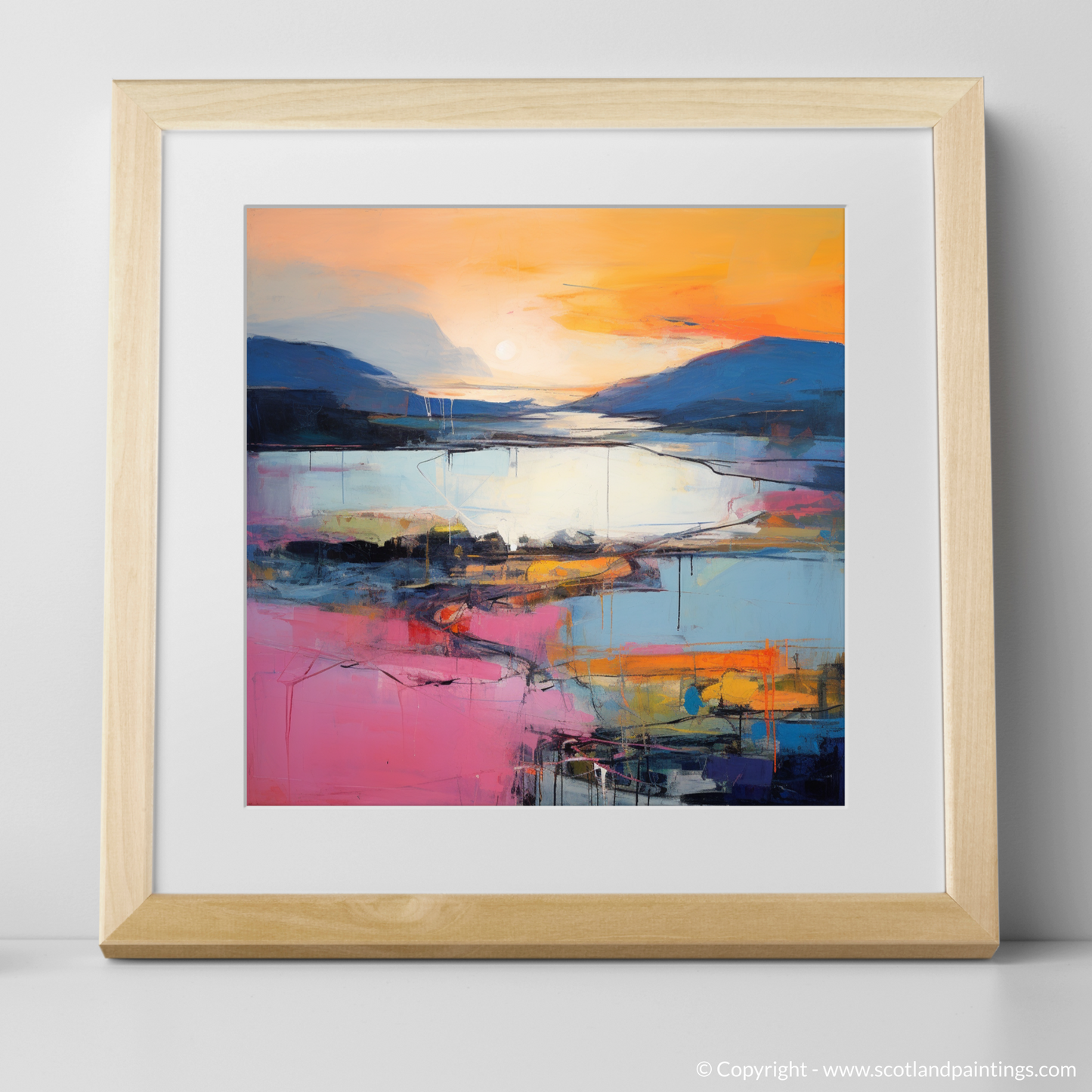 Art Print of Sunset over Loch Lomond with a natural frame