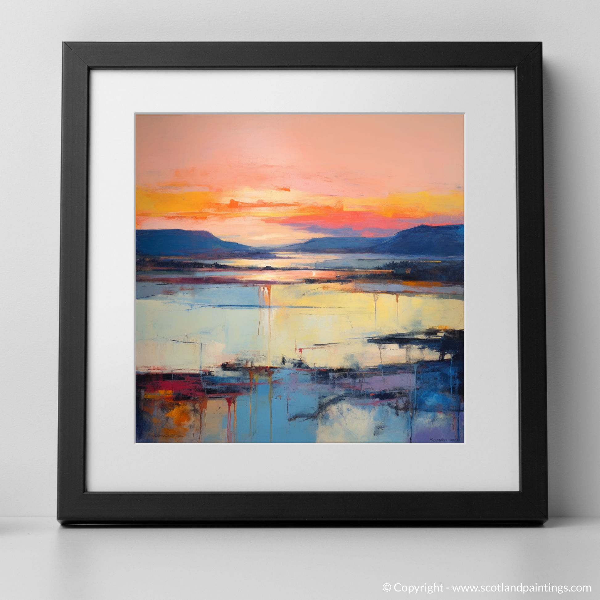 Art Print of Sunset over Loch Lomond with a black frame