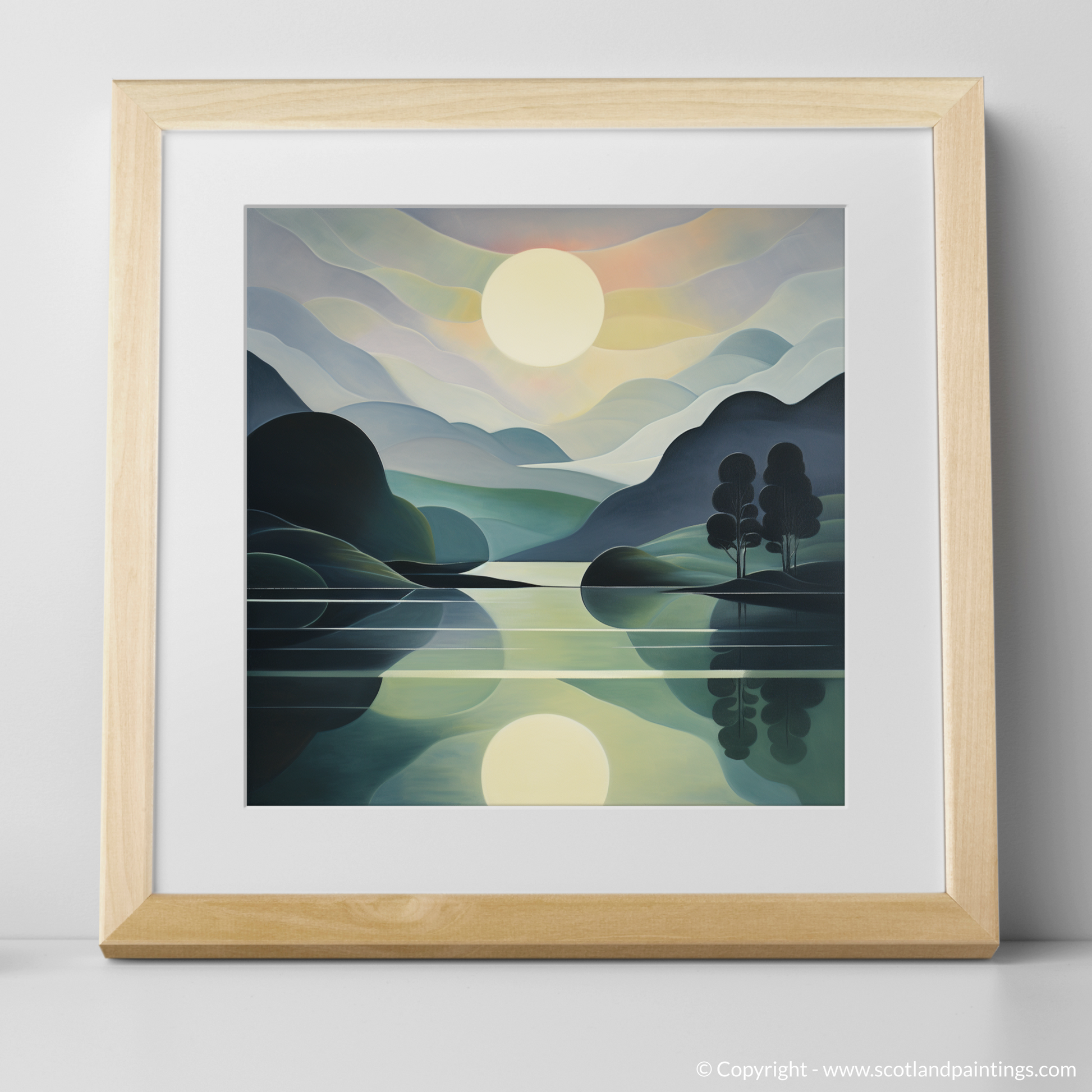 Art Print of Misty morning on Loch Lomond with a natural frame