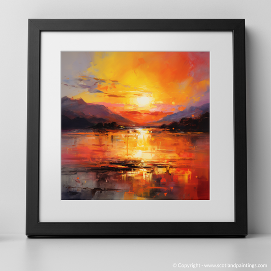 Art Print of Sunset over Loch Lomond with a black frame