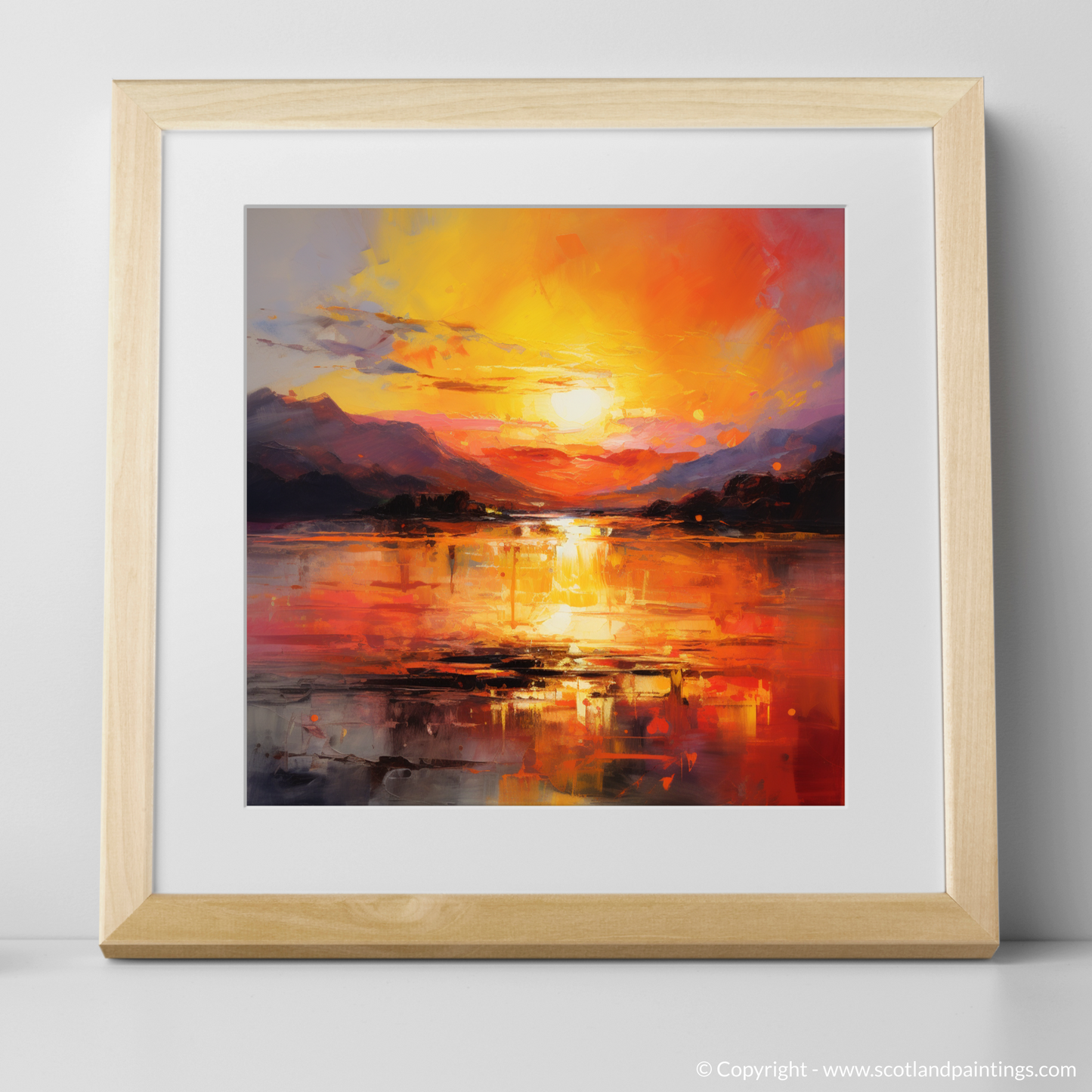 Art Print of Sunset over Loch Lomond with a natural frame