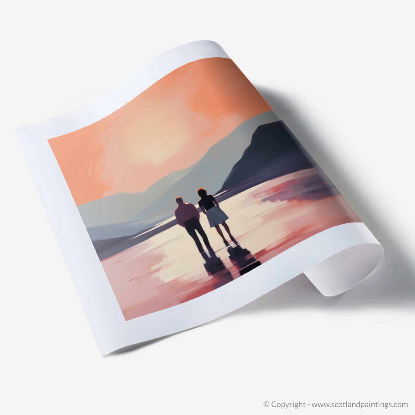 Art Print of A couple holding hands looking out on Loch Lomond