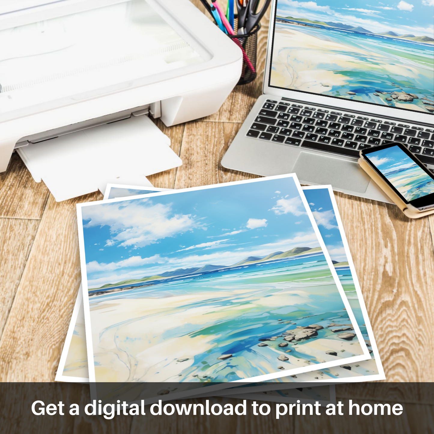 Downloadable and printable picture of Luskentyre Beach, Isle of Harris