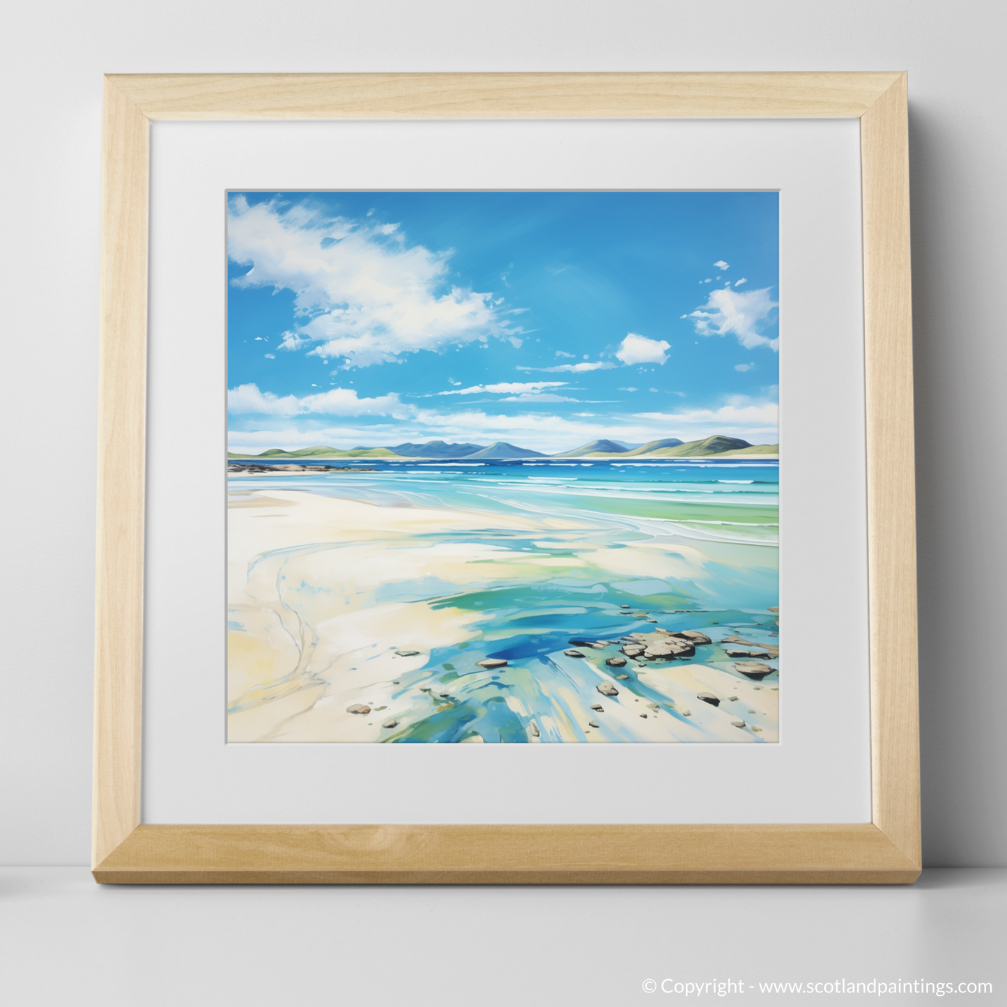 Art Print of Luskentyre Beach, Isle of Harris with a natural frame