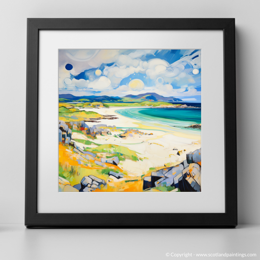 Art Print of Camusdarach Beach, Arisaig with a black frame