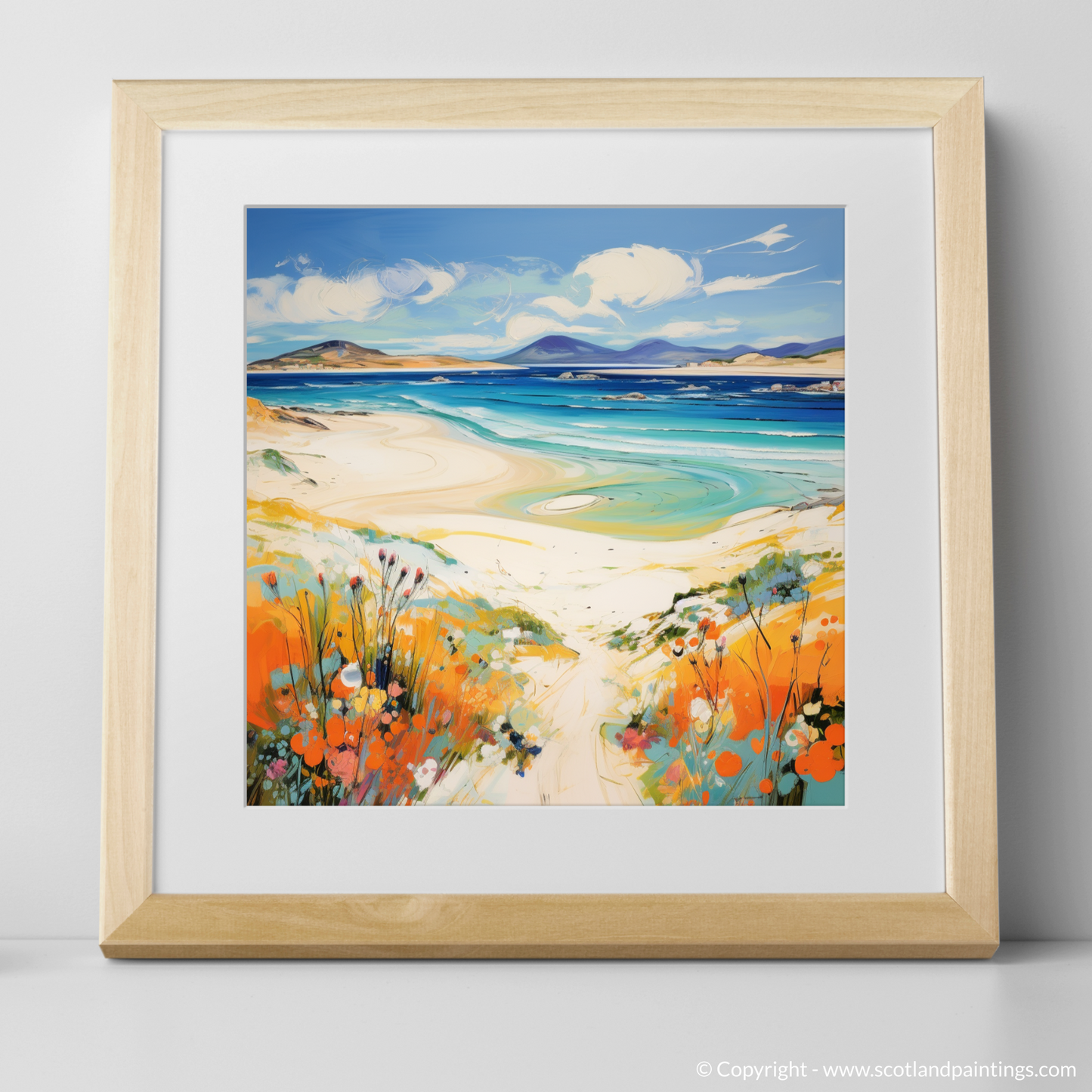 Art Print of Luskentyre Beach, Isle of Harris with a natural frame