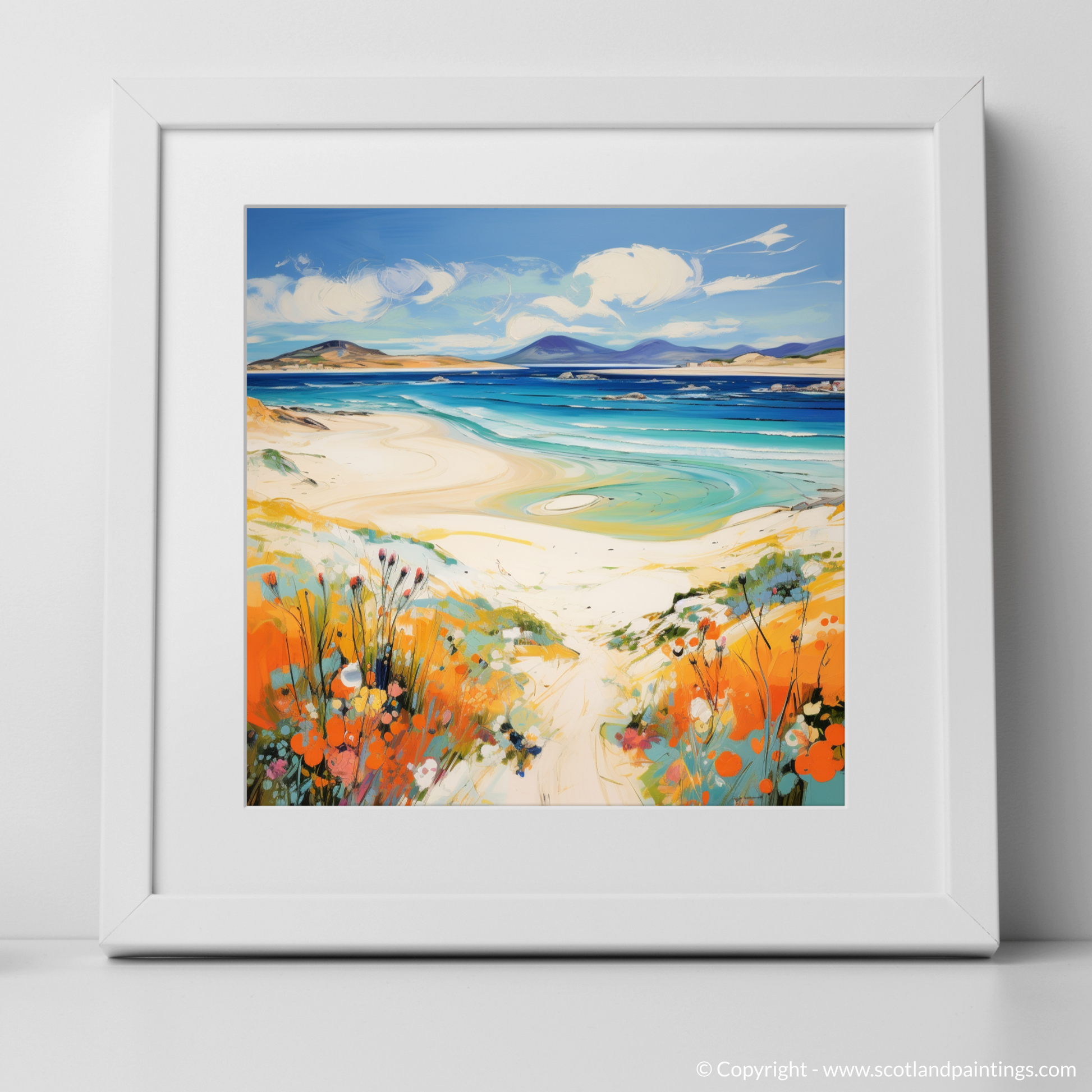 Art Print of Luskentyre Beach, Isle of Harris with a white frame