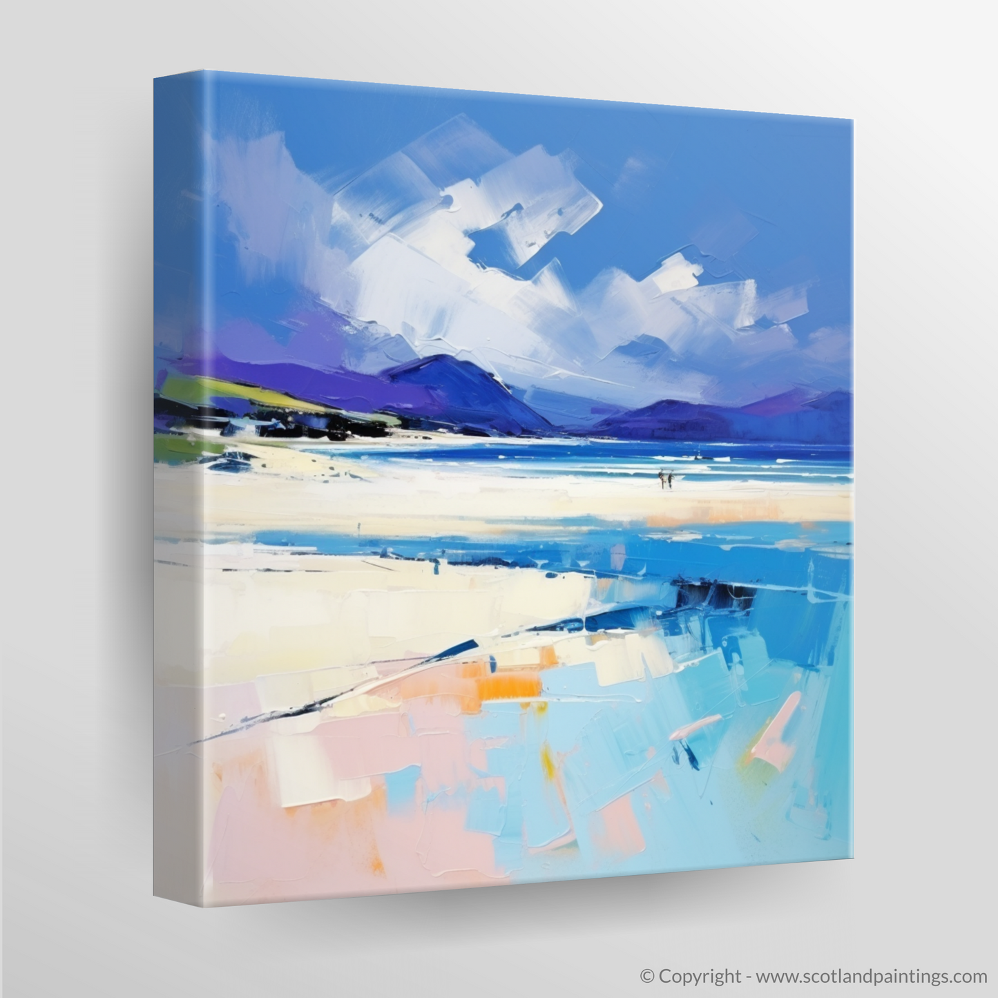 Painting and Art Print of Luskentyre Beach, Isle of Harris. Luskentyre Beach Embrace: An Expressionist Ode to Scottish Shores.