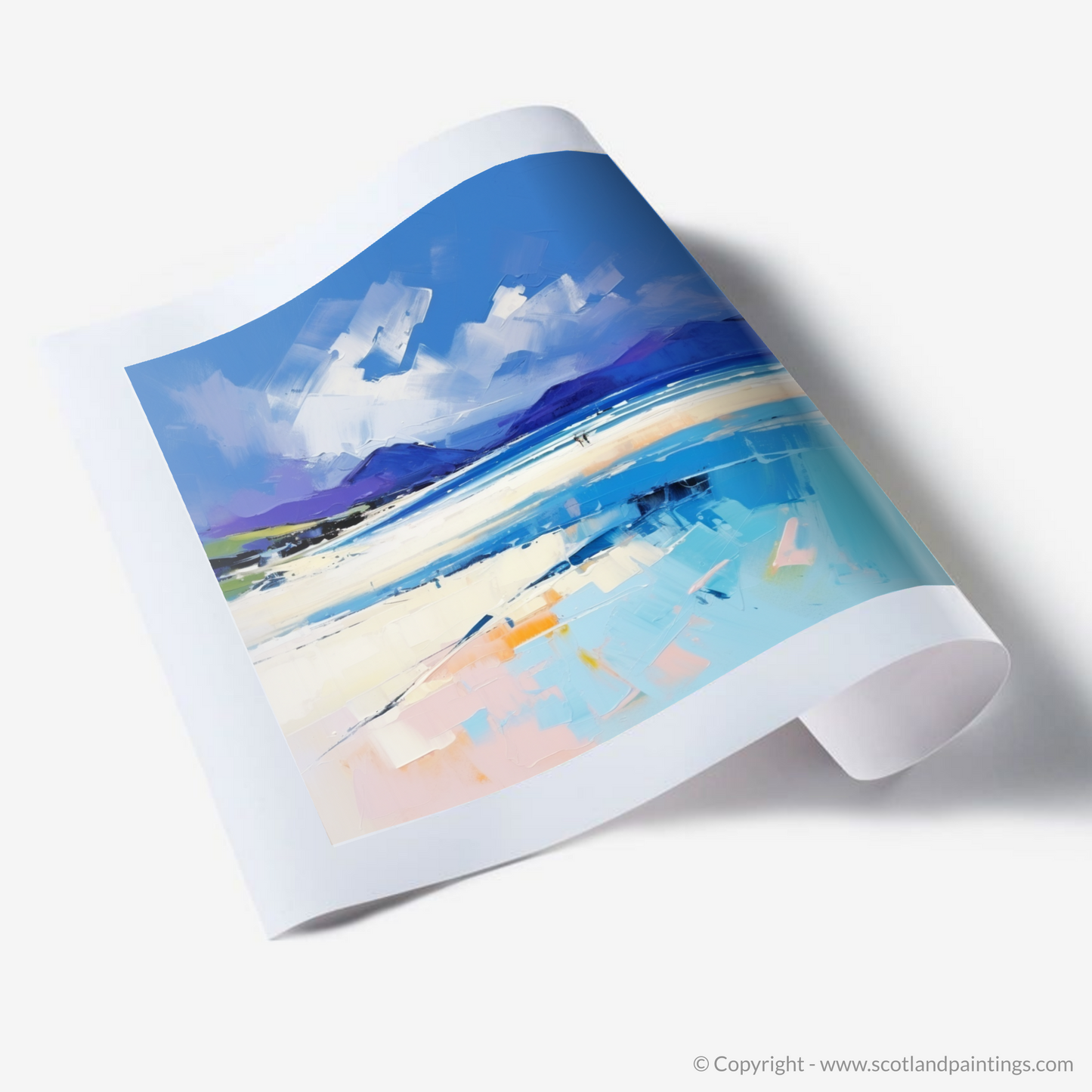 Painting and Art Print of Luskentyre Beach, Isle of Harris. Luskentyre Beach Embrace: An Expressionist Ode to Scottish Shores.