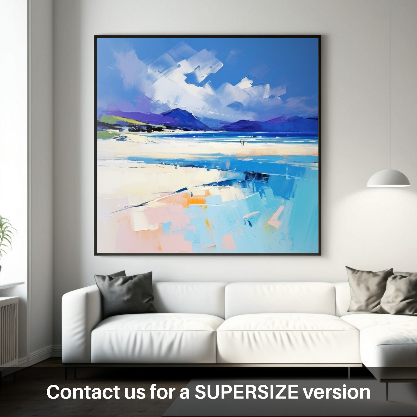 Painting and Art Print of Luskentyre Beach, Isle of Harris. Luskentyre Beach Embrace: An Expressionist Ode to Scottish Shores.