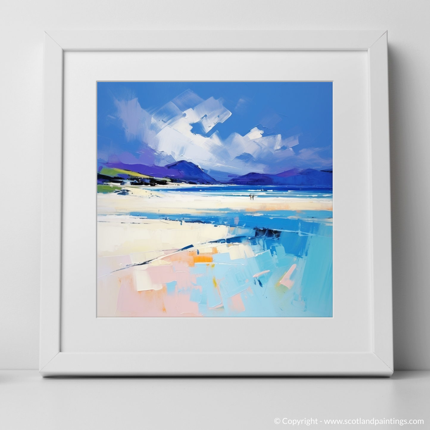 Painting and Art Print of Luskentyre Beach, Isle of Harris. Luskentyre Beach Embrace: An Expressionist Ode to Scottish Shores.