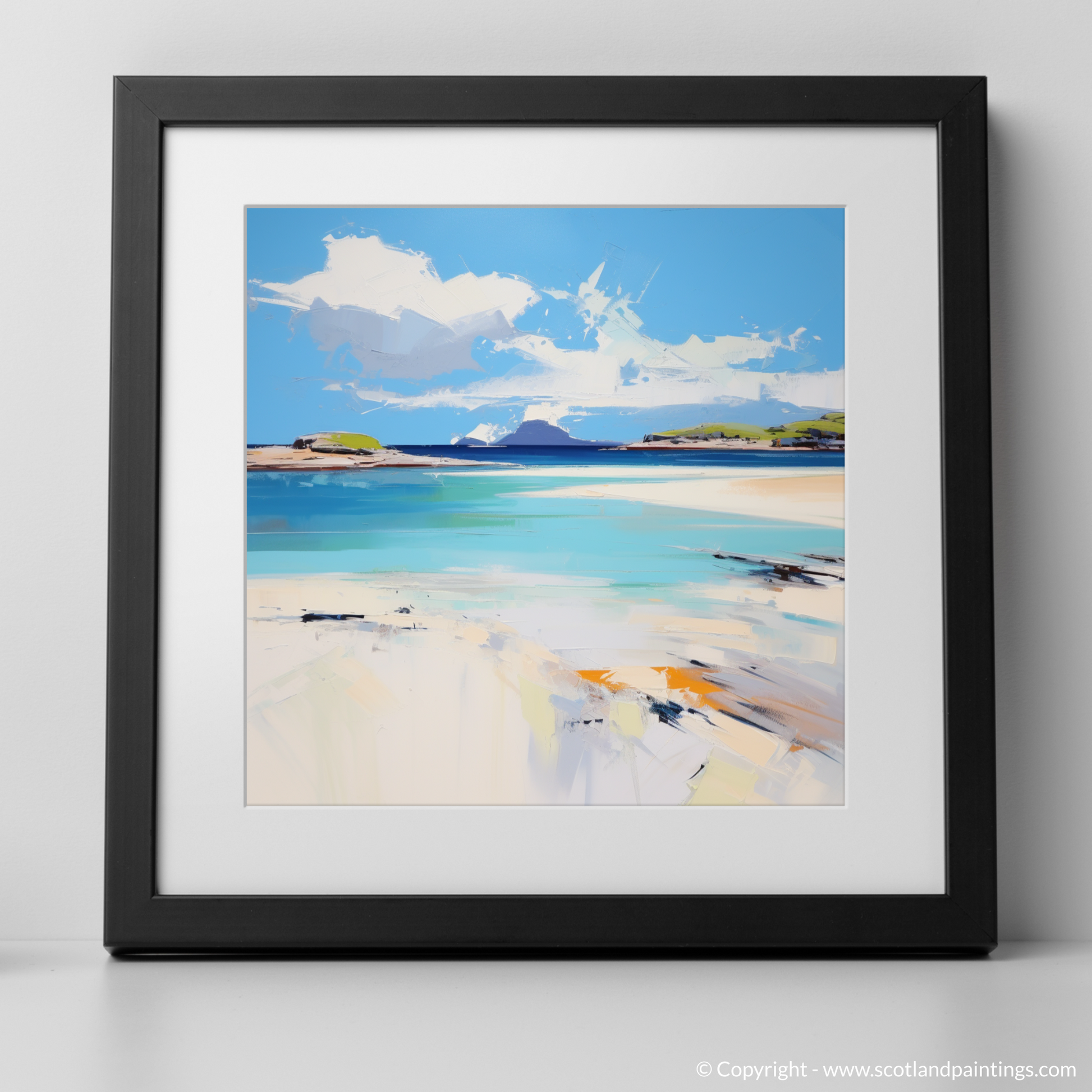 Art Print of Camusdarach Beach, Arisaig with a black frame