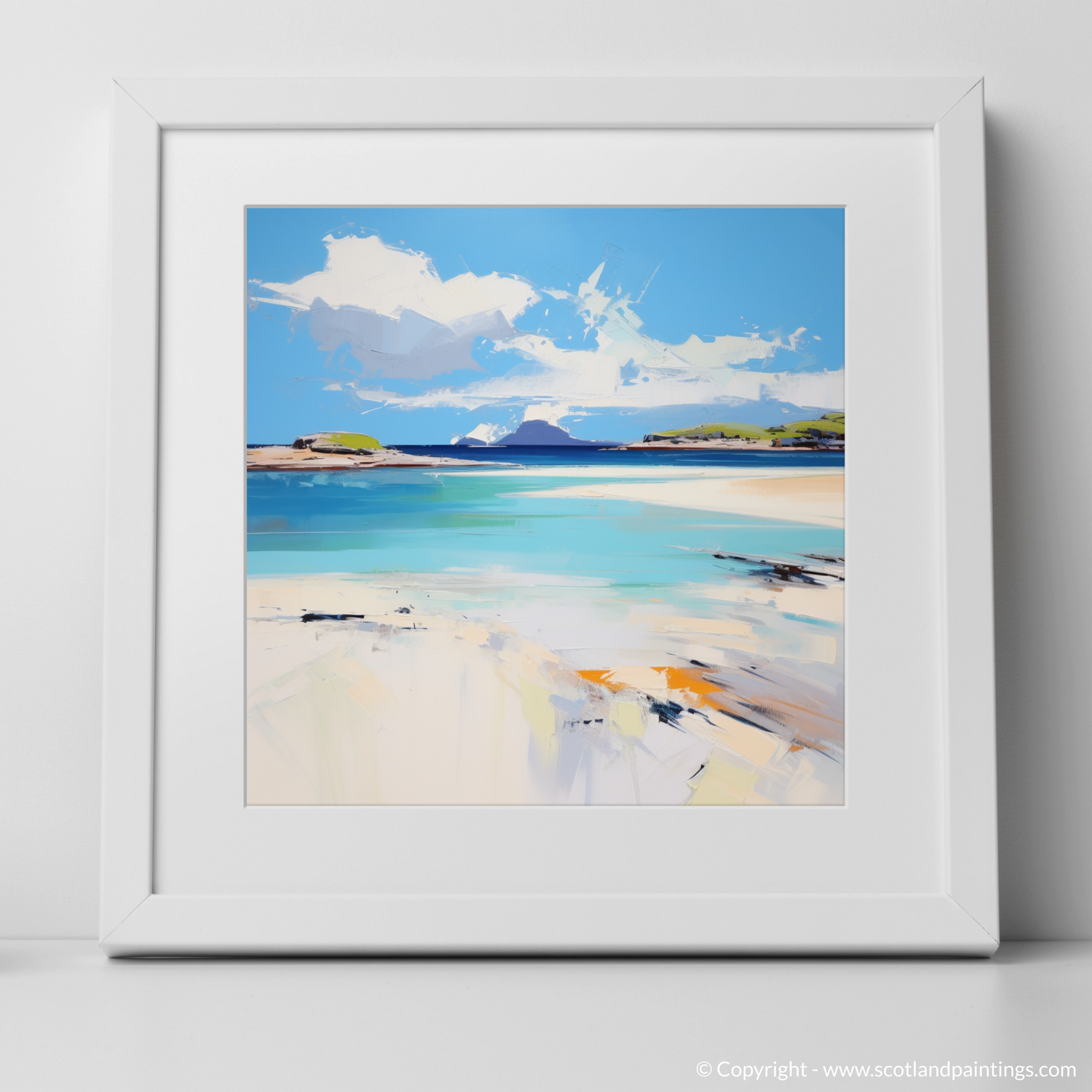 Art Print of Camusdarach Beach, Arisaig with a white frame