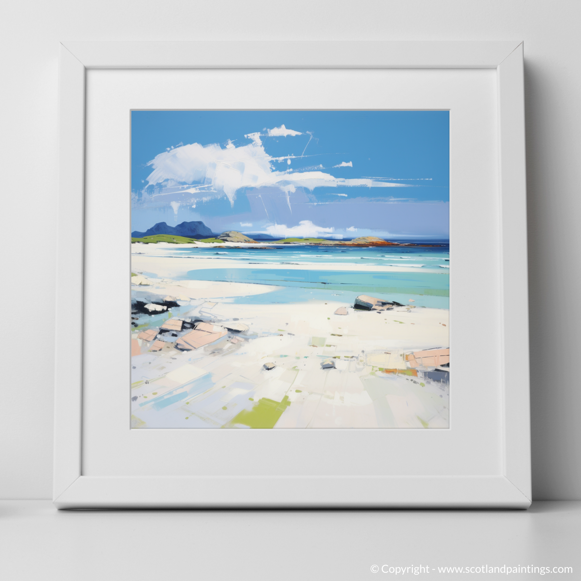 Art Print of Camusdarach Beach, Arisaig with a white frame