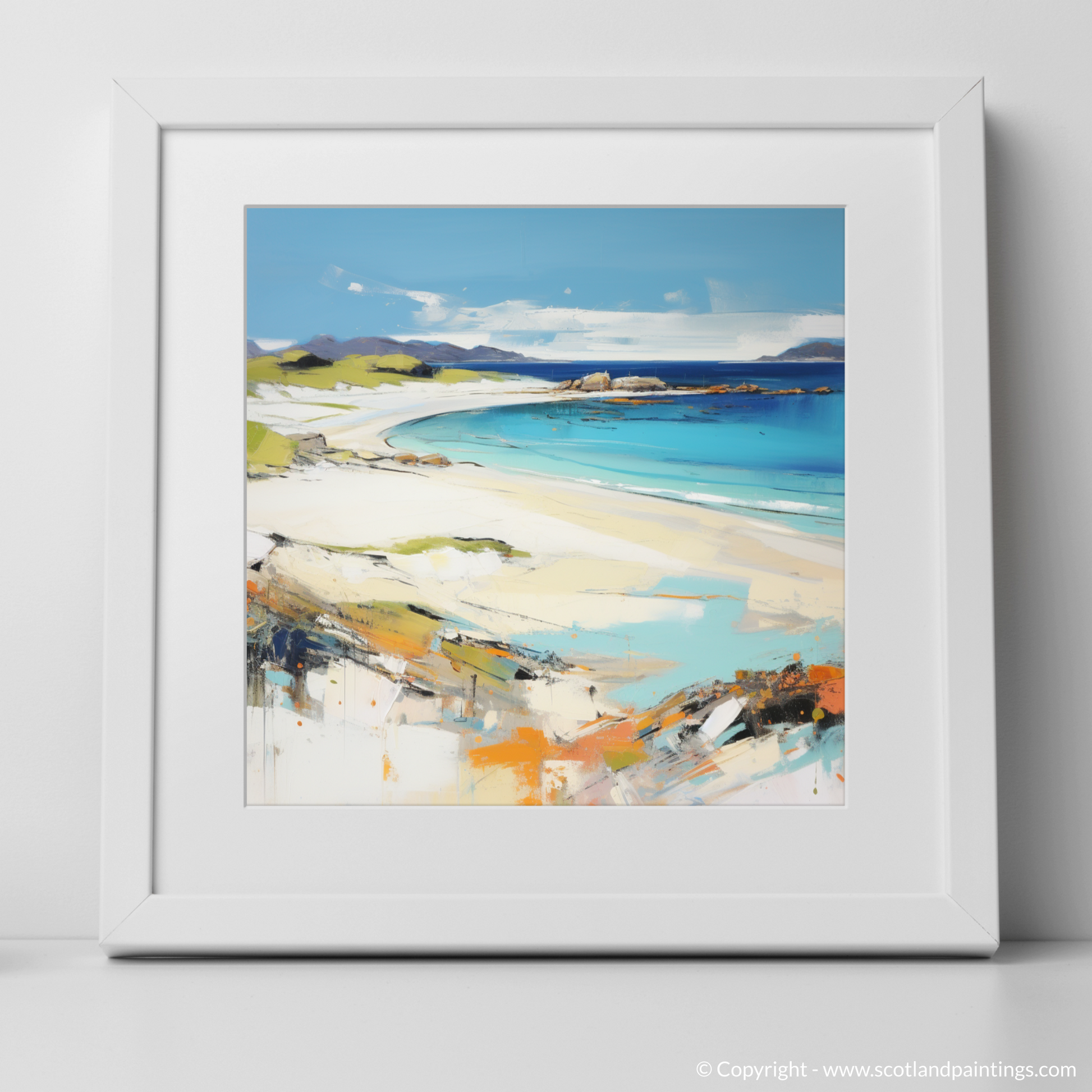 Art Print of Camusdarach Beach, Arisaig with a white frame