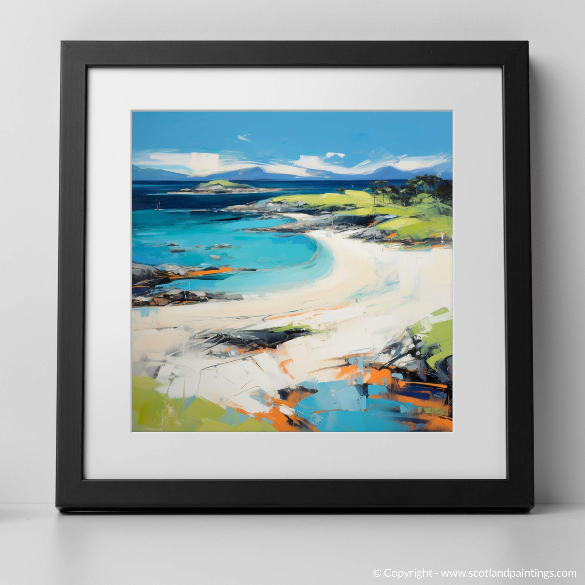 Art Print of Camusdarach Beach, Arisaig with a black frame