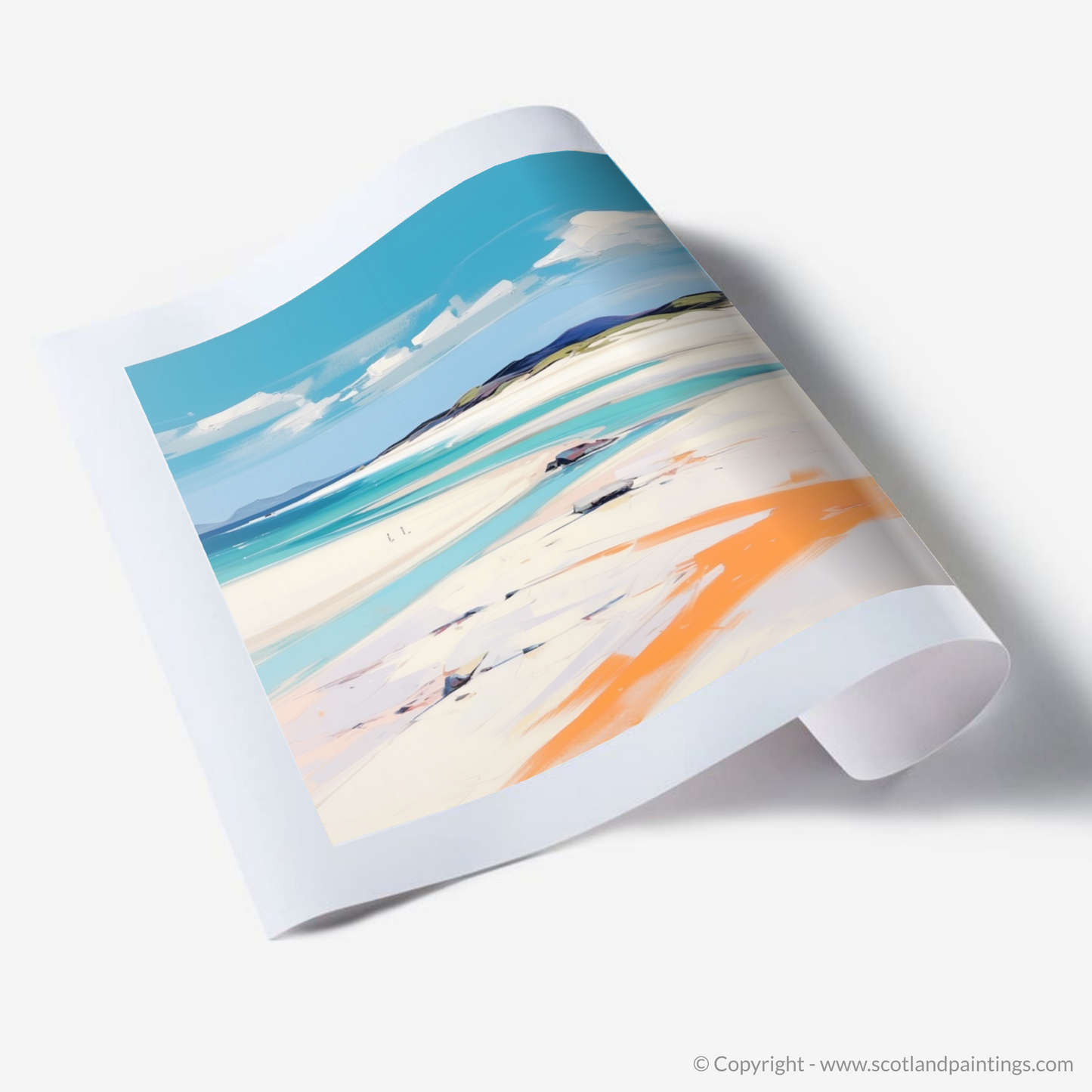 Painting and Art Print of Luskentyre Beach, Isle of Harris. Luskentyre Serenity: A Contemporary Ode to Isle of Harris Beauty.