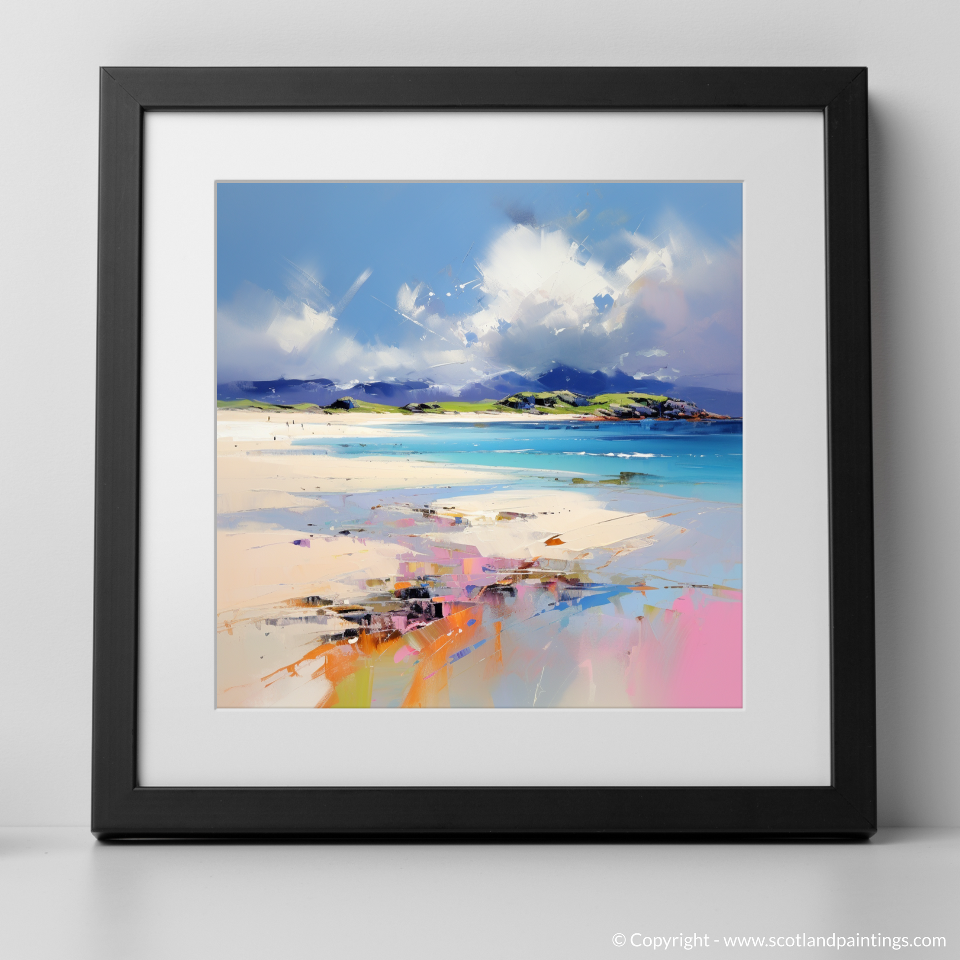 Art Print of Camusdarach Beach, Arisaig with a black frame