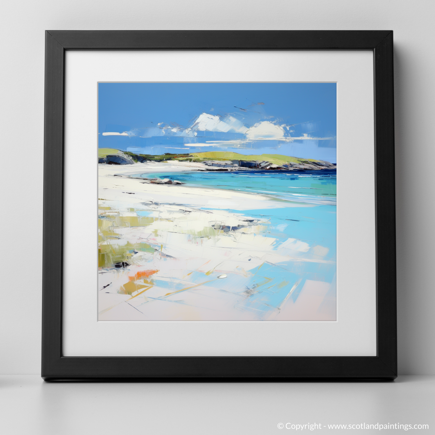 Art Print of Camusdarach Beach, Arisaig with a black frame