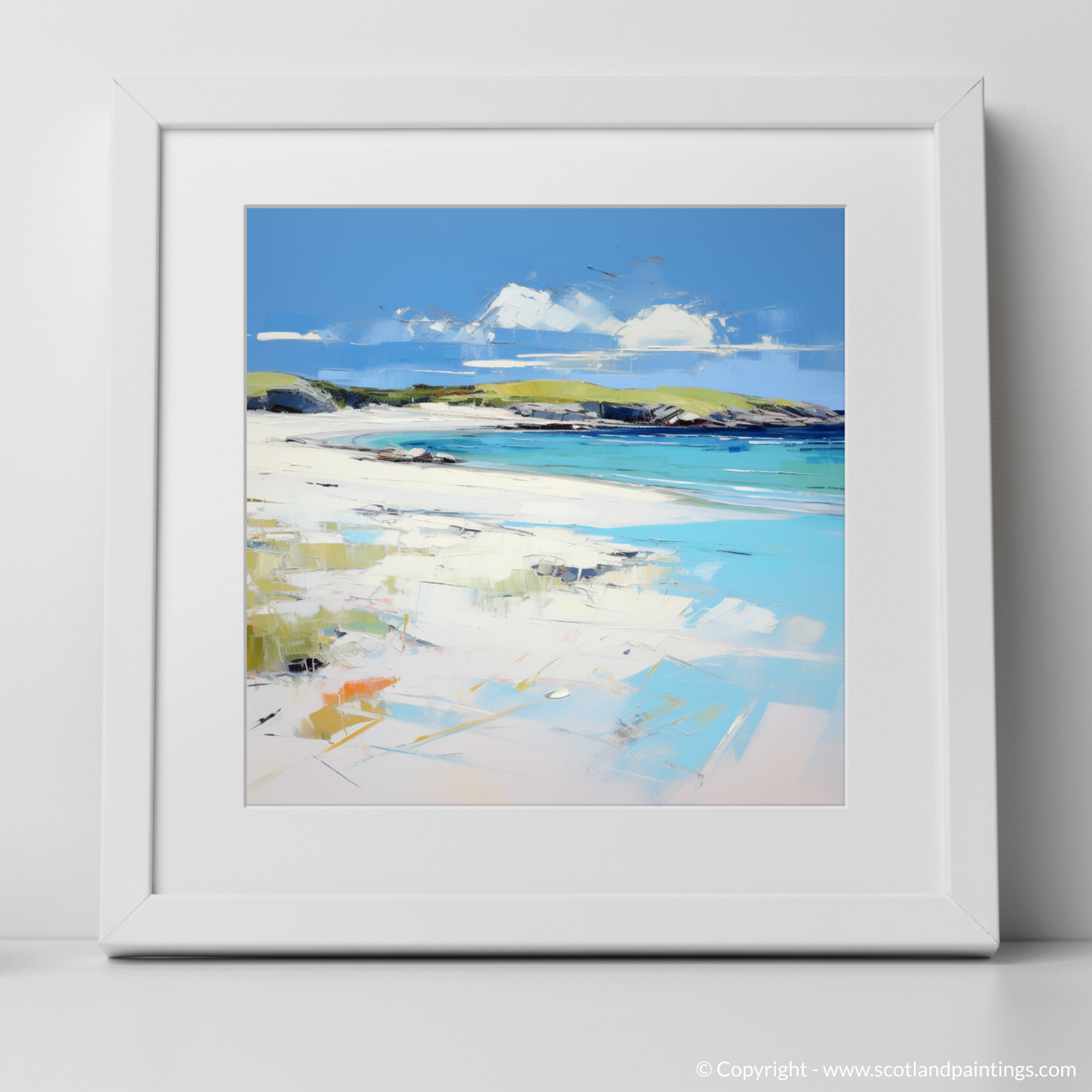 Art Print of Camusdarach Beach, Arisaig with a white frame