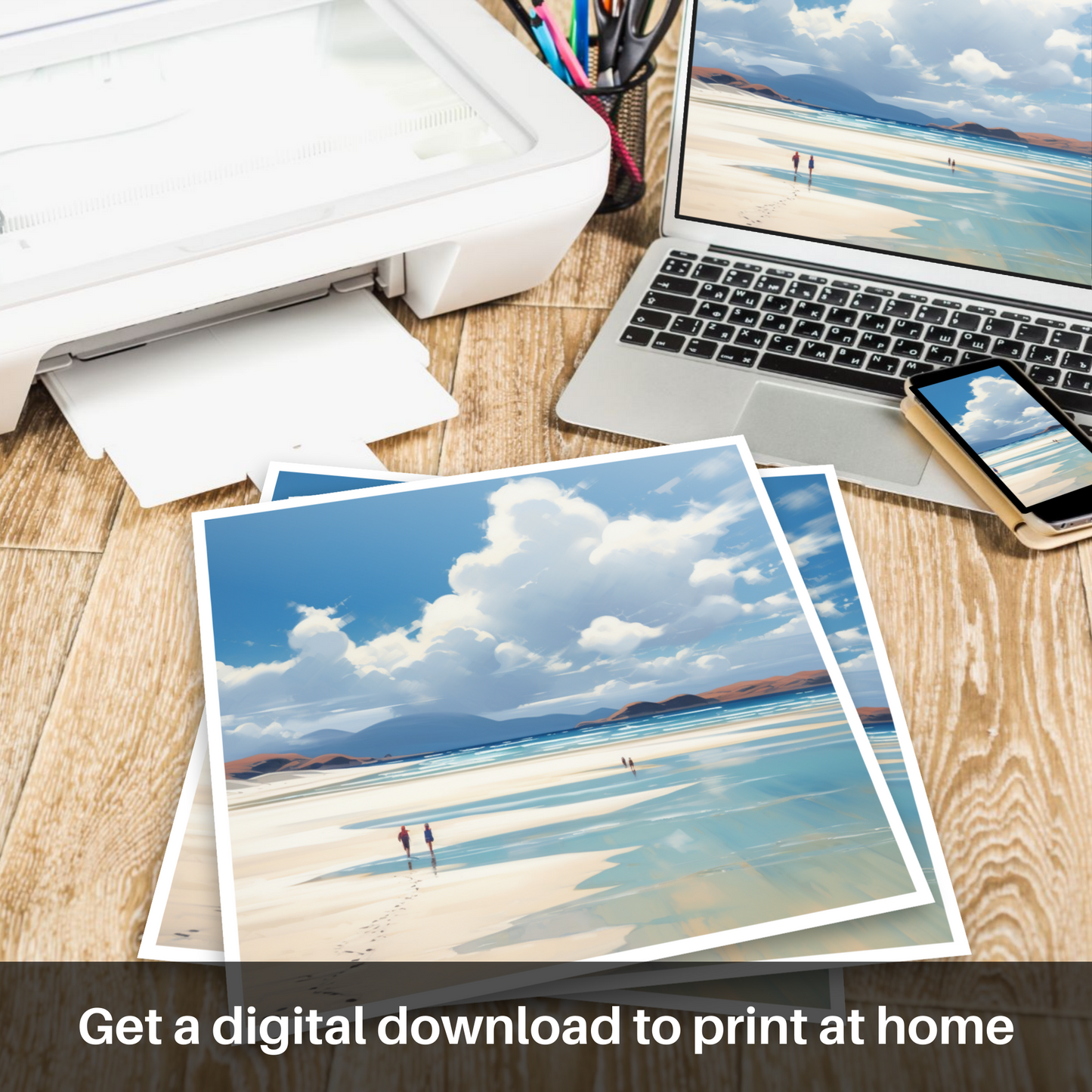 Downloadable and printable picture of Luskentyre Beach, Isle of Harris