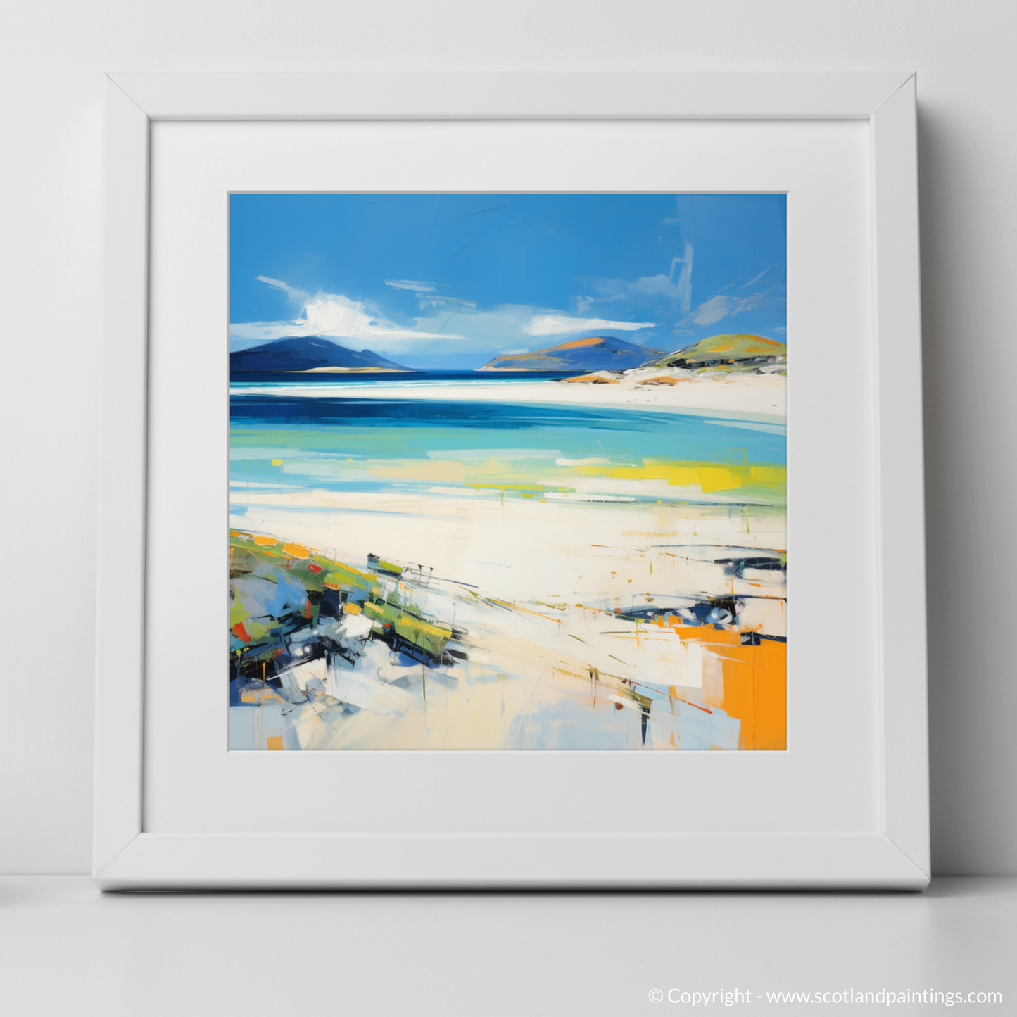 Art Print of Luskentyre Beach, Isle of Harris with a white frame