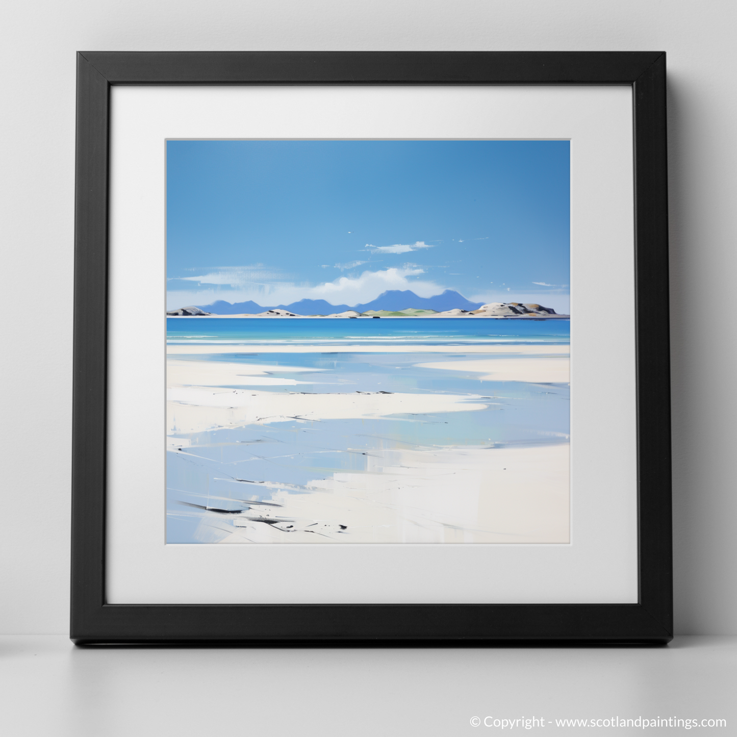 Art Print of Camusdarach Beach, Arisaig with a black frame