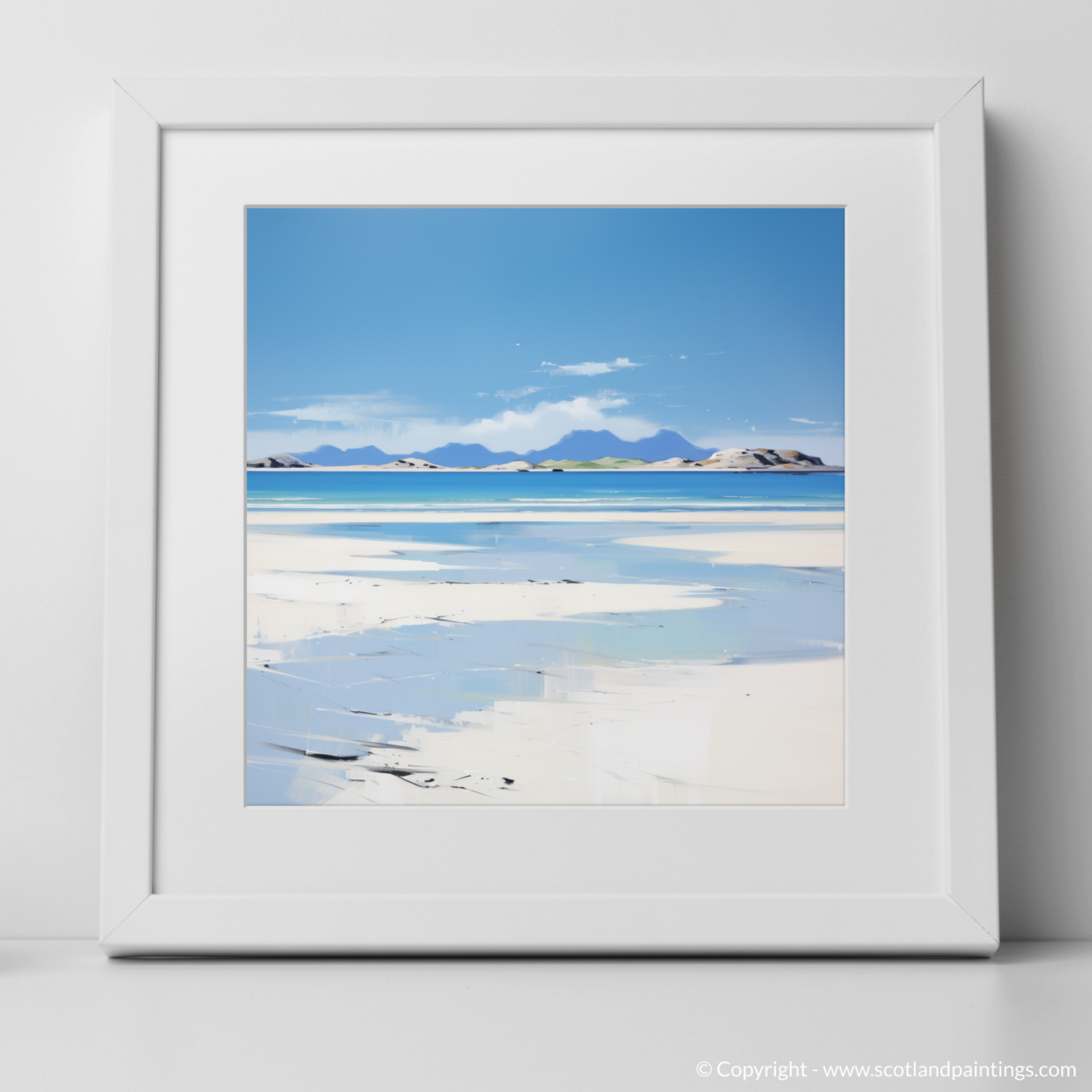 Art Print of Camusdarach Beach, Arisaig with a white frame