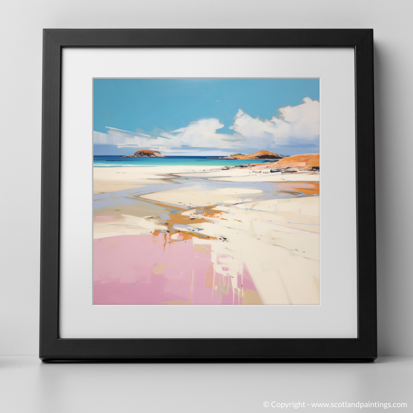 Art Print of Camusdarach Beach, Arisaig with a black frame