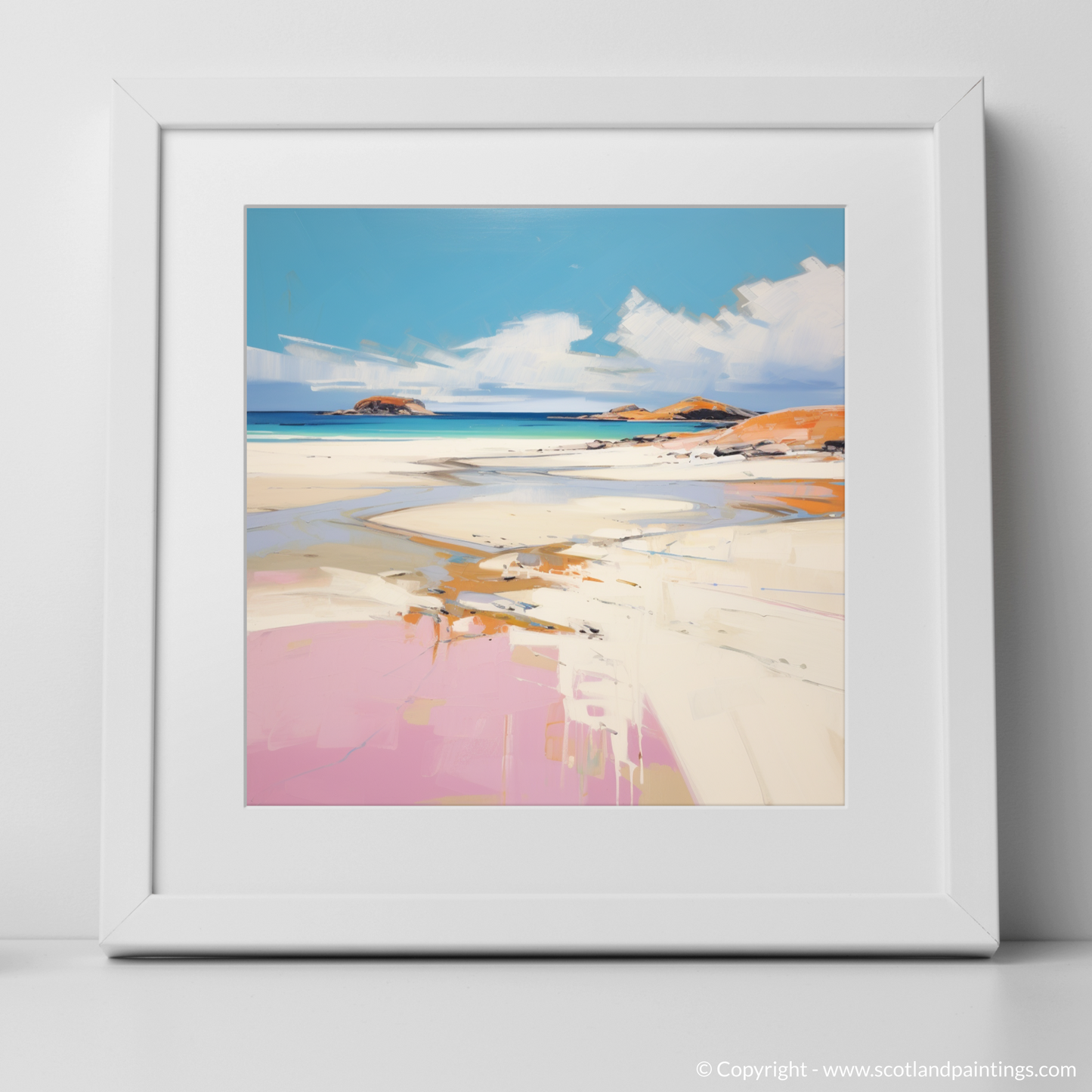 Art Print of Camusdarach Beach, Arisaig with a white frame