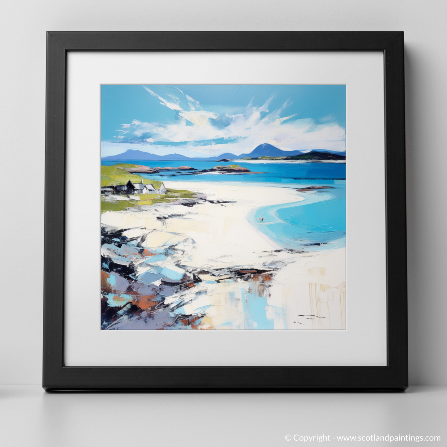 Art Print of Camusdarach Beach, Arisaig with a black frame