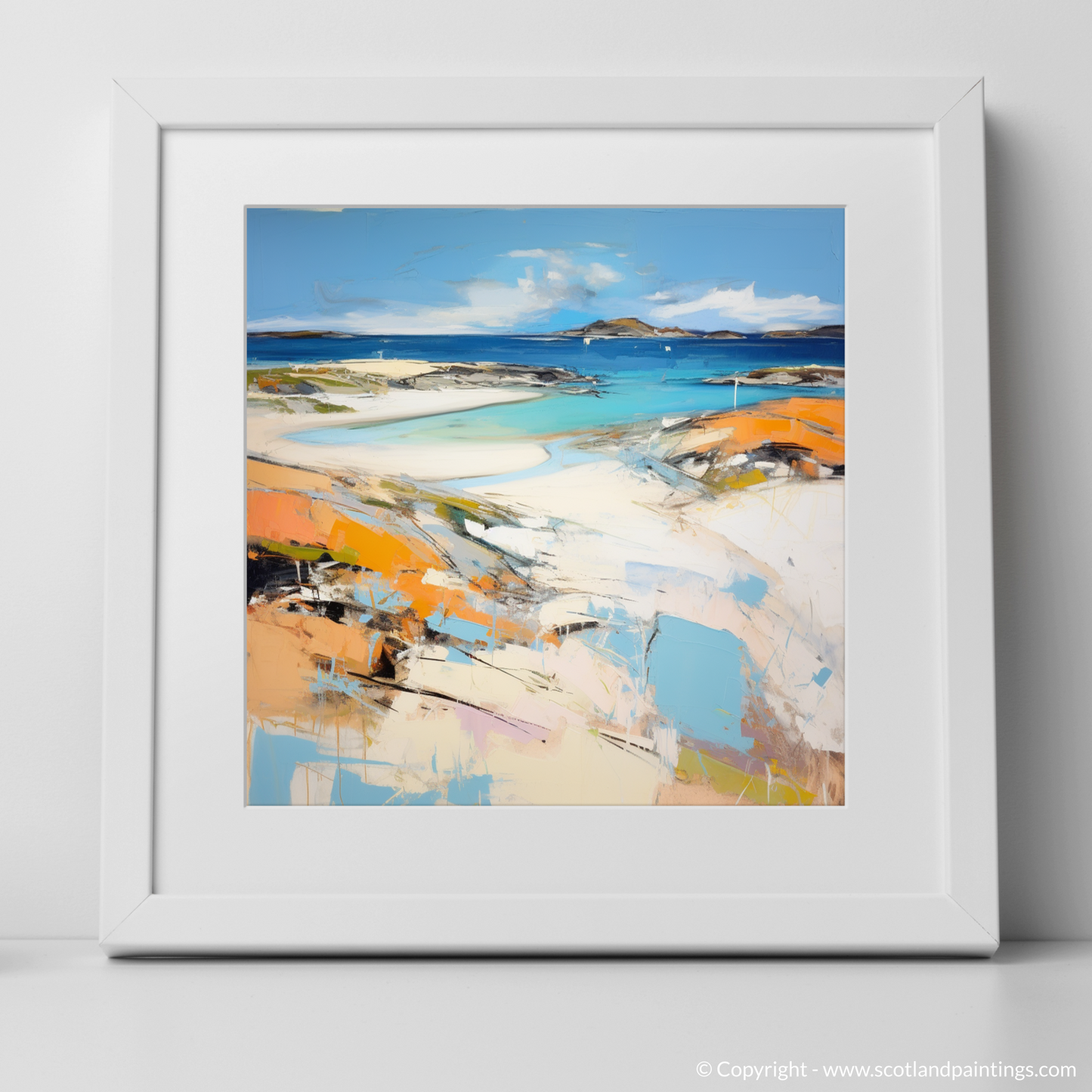 Art Print of Camusdarach Beach, Arisaig with a white frame