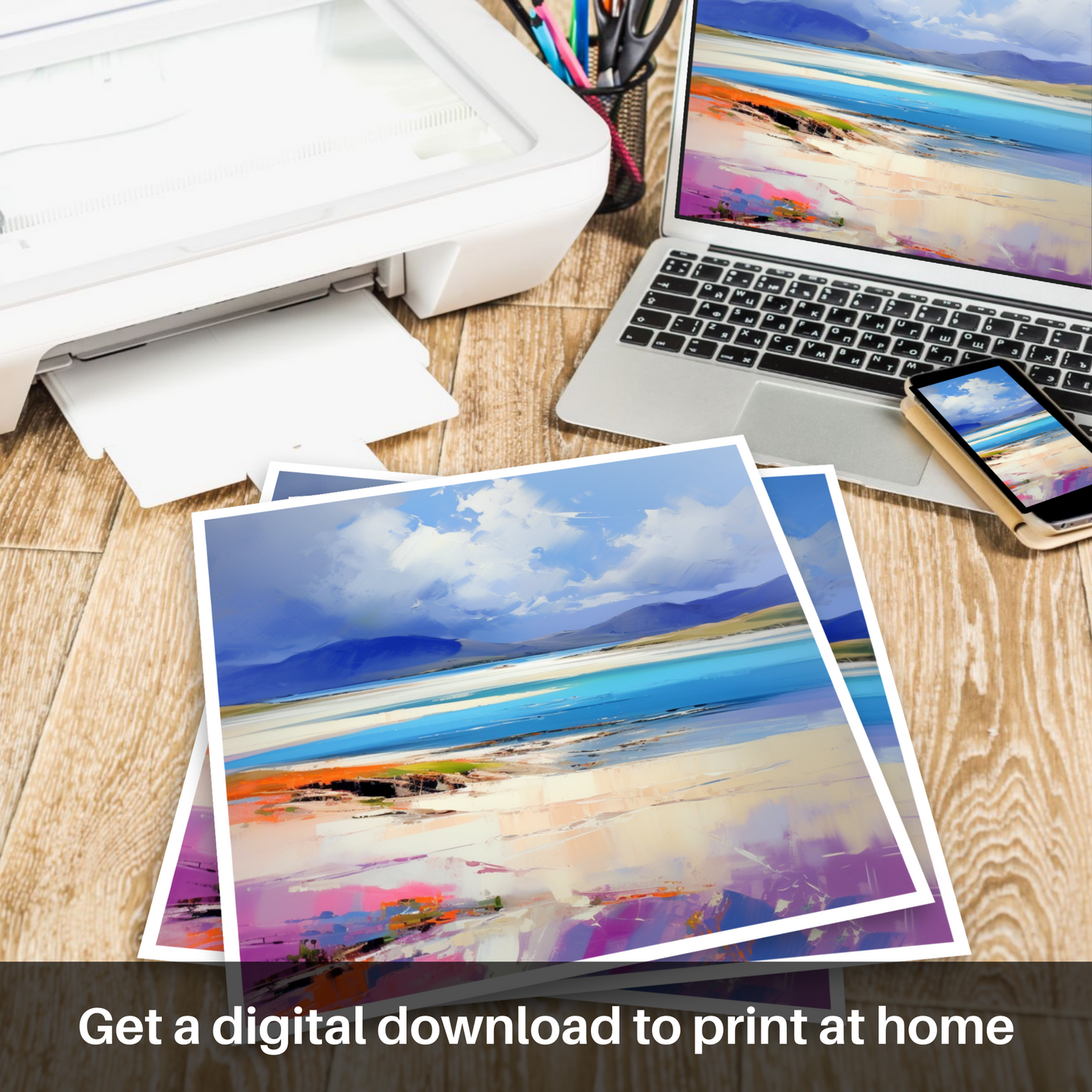 Downloadable and printable picture of Luskentyre Beach, Isle of Harris