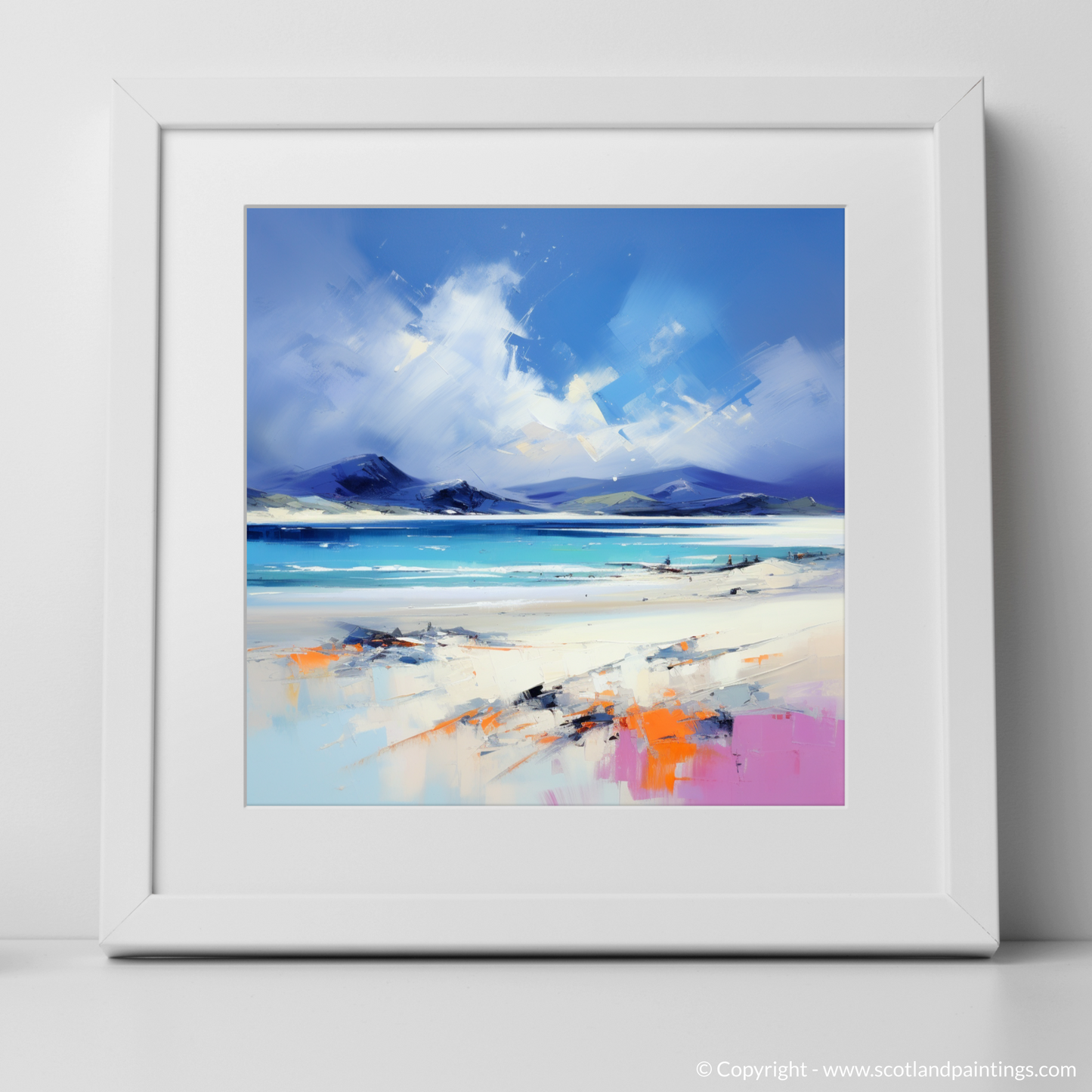 Art Print of Luskentyre Beach, Isle of Harris with a white frame