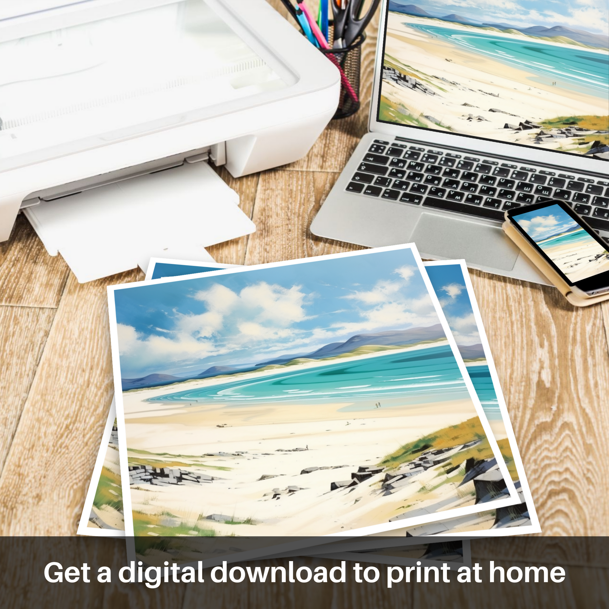 Downloadable and printable picture of Luskentyre Beach, Isle of Harris