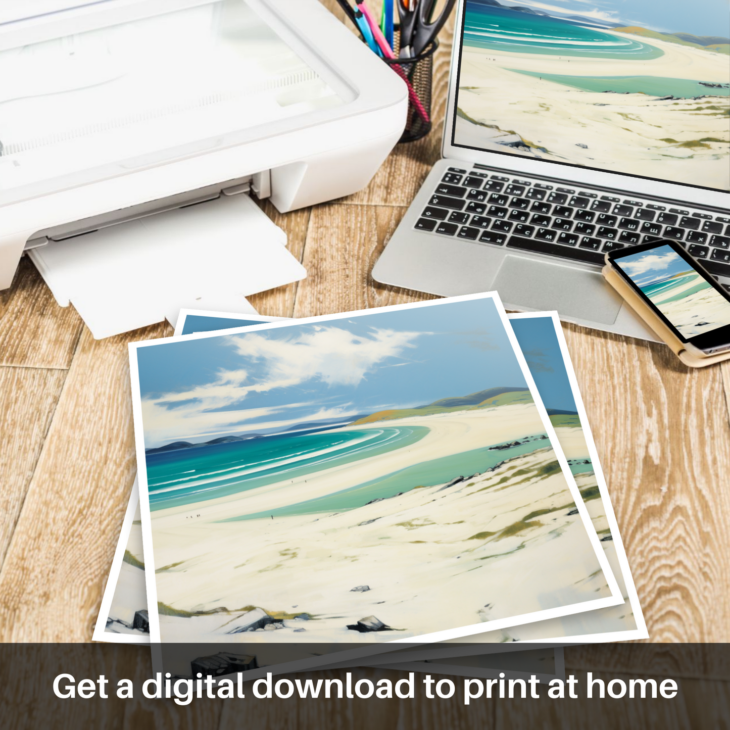 Downloadable and printable picture of Luskentyre Beach, Isle of Harris