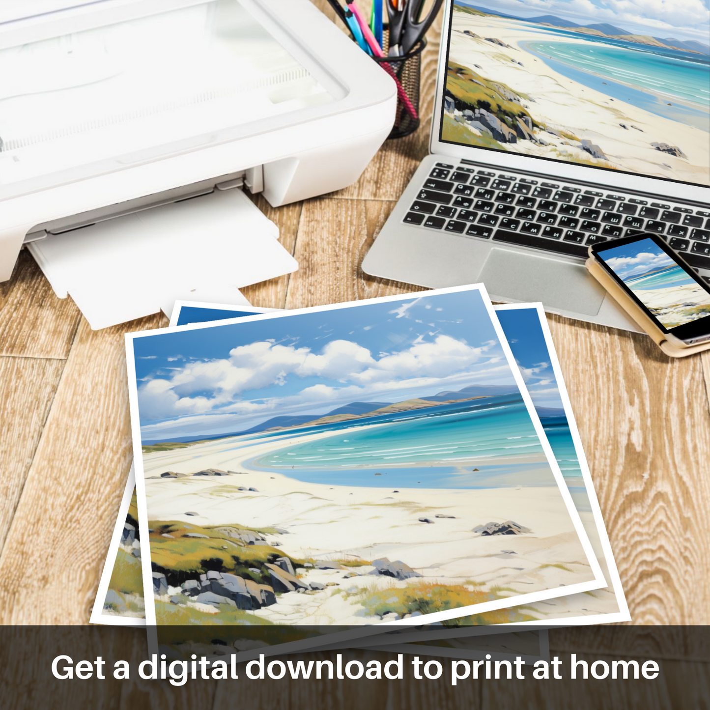 Downloadable and printable picture of Luskentyre Beach, Isle of Harris