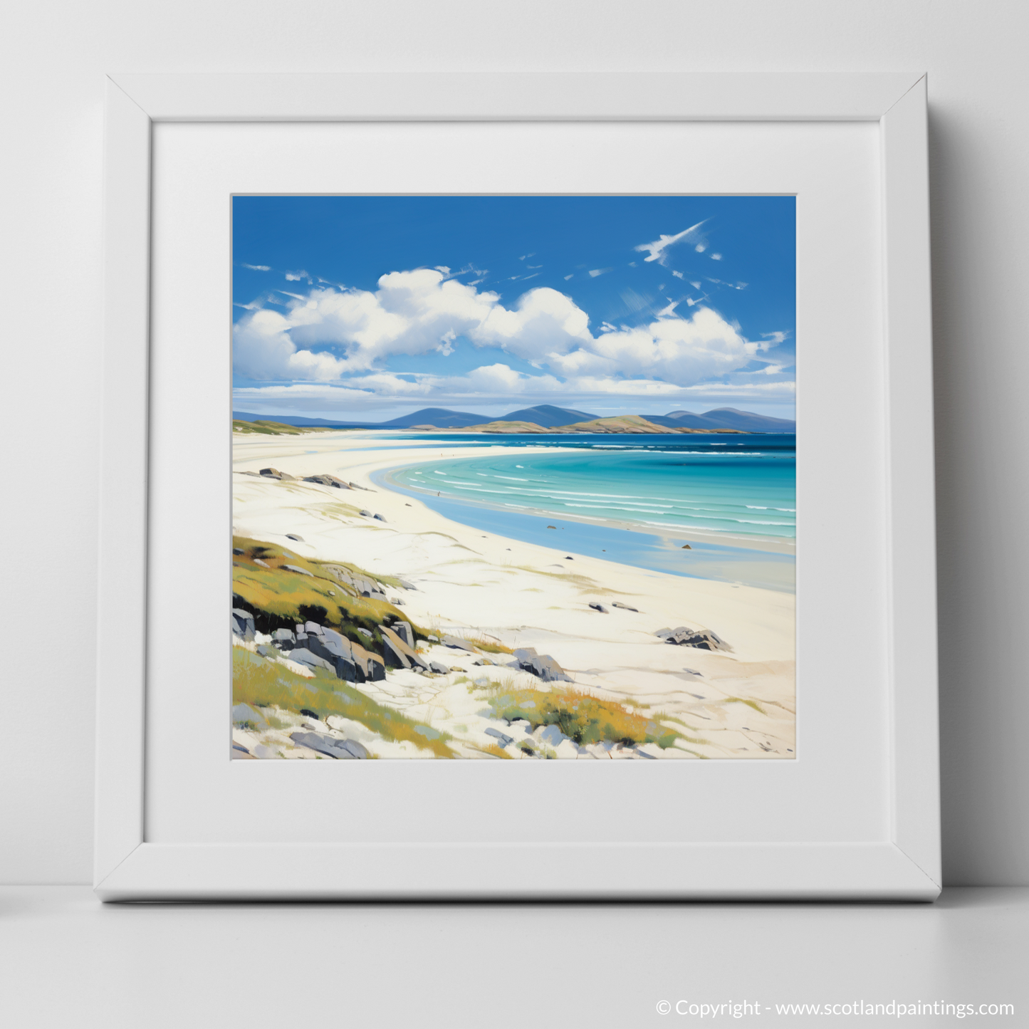 Art Print of Luskentyre Beach, Isle of Harris with a white frame