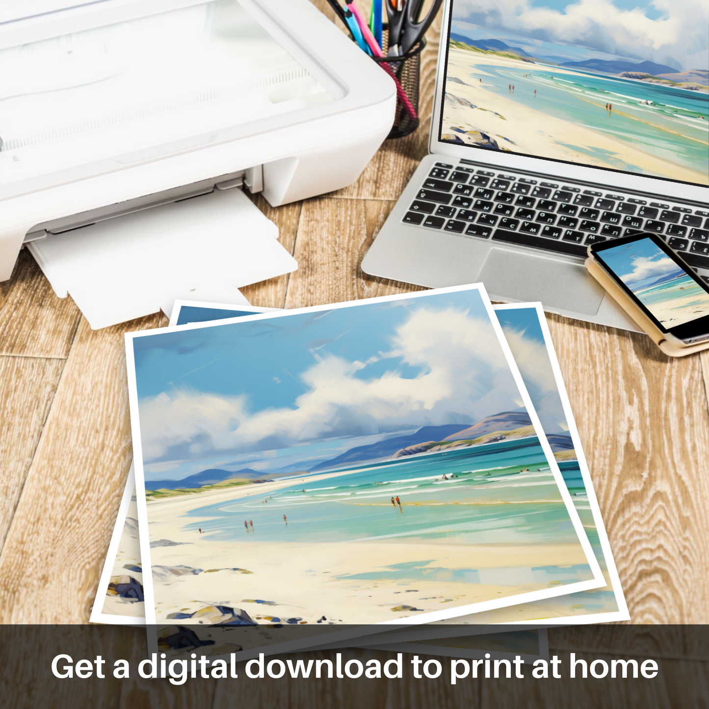 Downloadable and printable picture of Luskentyre Beach, Isle of Harris