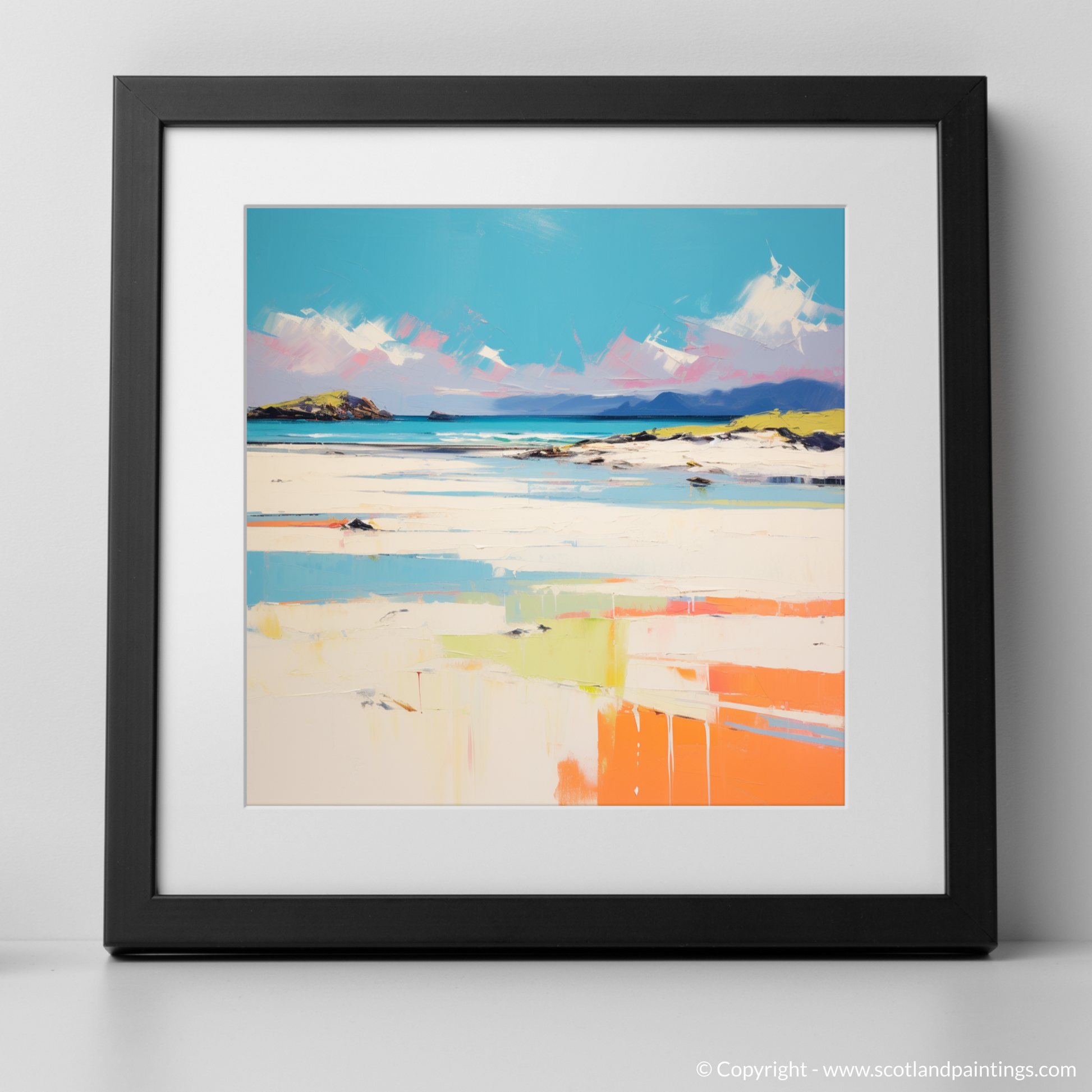 Art Print of Camusdarach Beach, Arisaig with a black frame