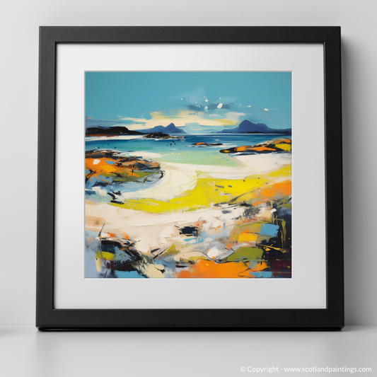 Art Print of Camusdarach Beach, Arisaig with a black frame