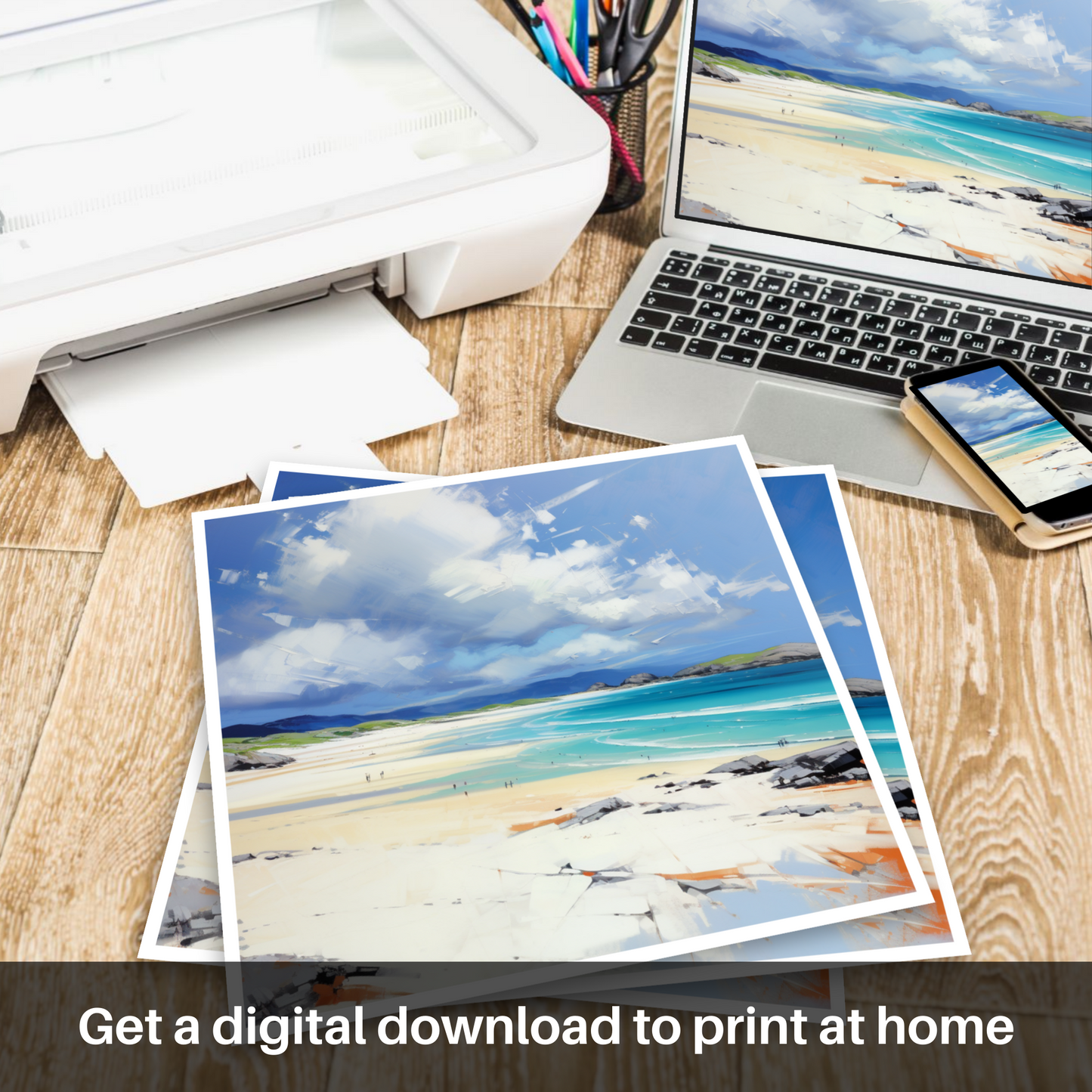 Downloadable and printable picture of Luskentyre Beach, Isle of Harris