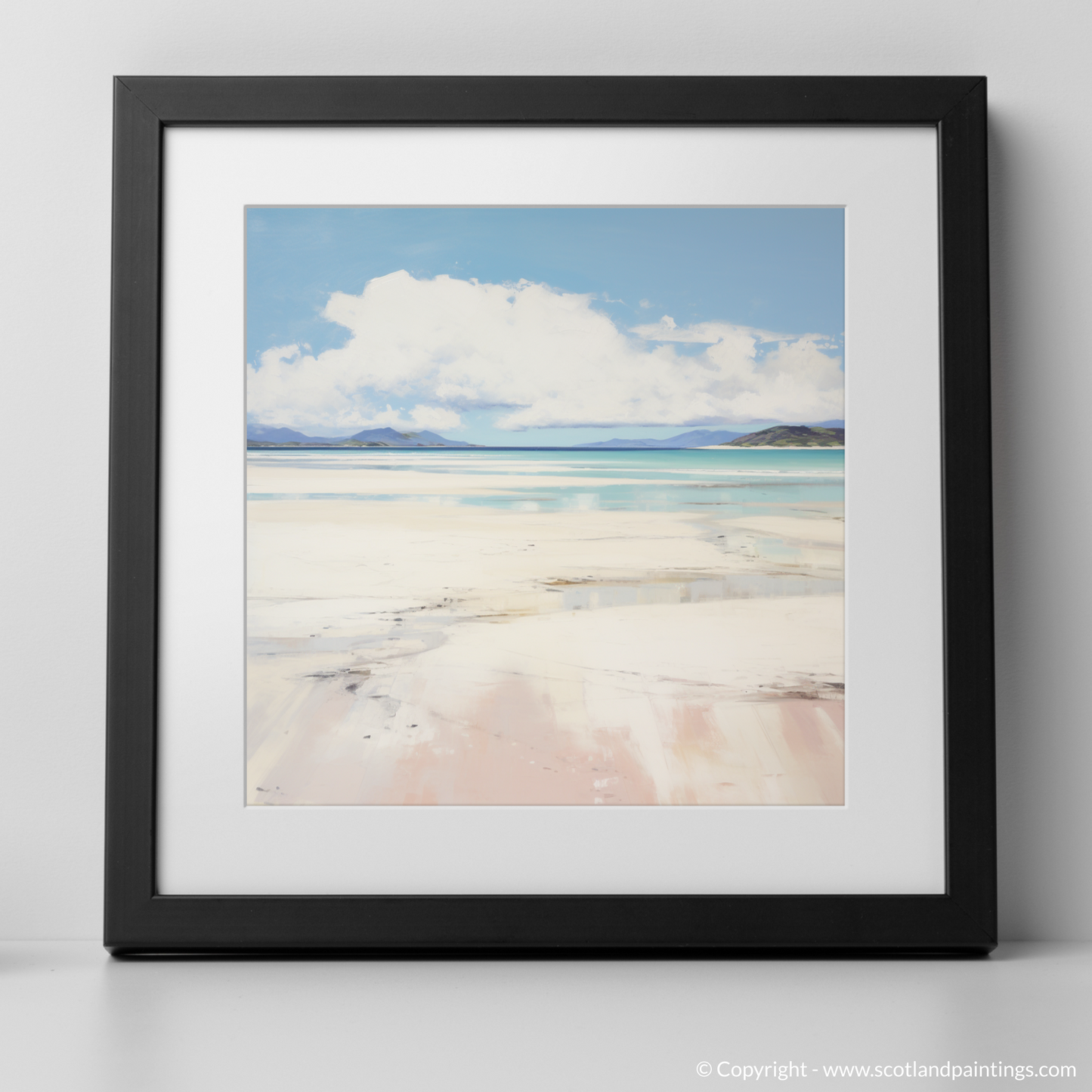 Art Print of Camusdarach Beach, Arisaig with a black frame