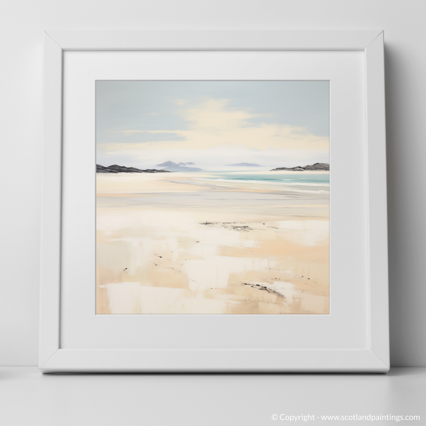 Art Print of Camusdarach Beach, Arisaig with a white frame